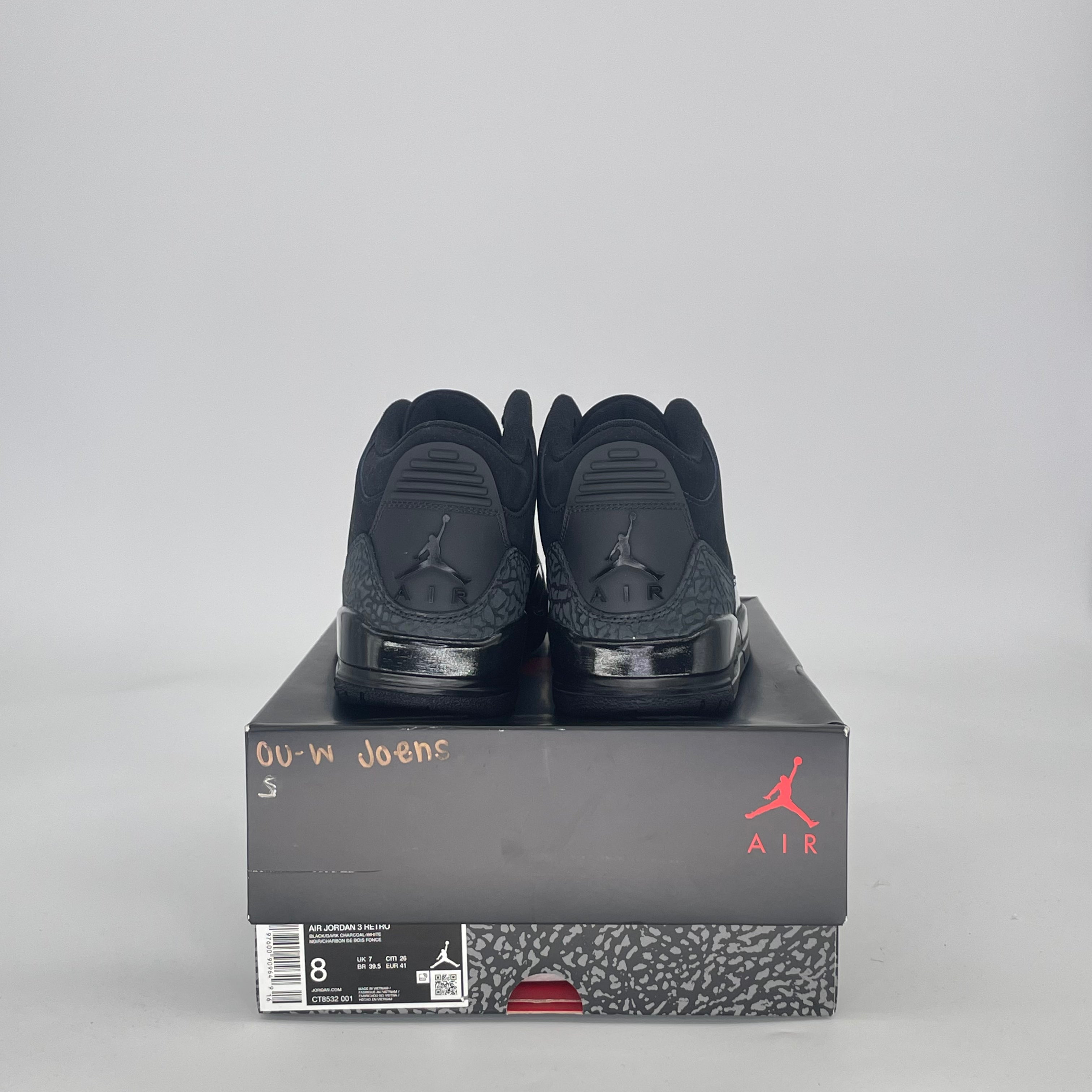 AIR JORDAN 3 BLACK CAT CT8532-001 SIZE 8/9.5W