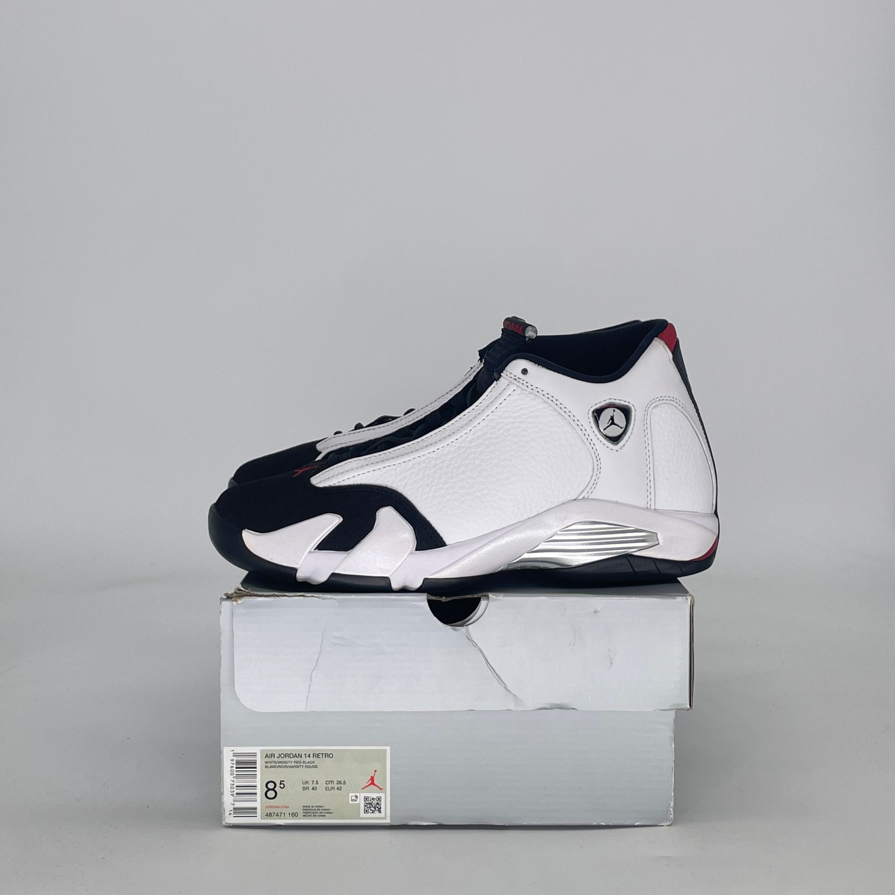 AIR JORDAN 14 BLACK TOE 487471-160 SIZE 8.5/10W