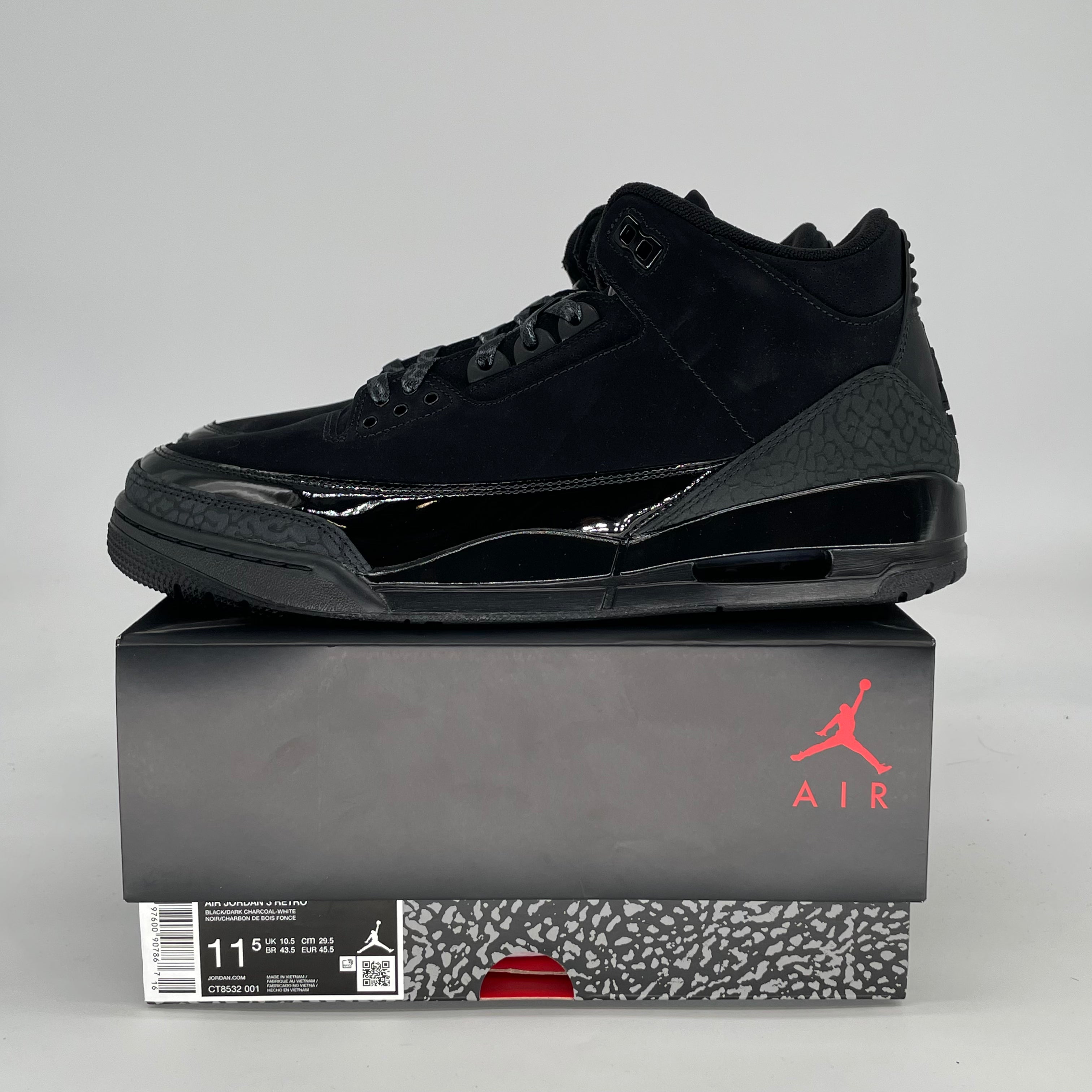 AIR JORDAN 3 BLACK CAT CT8532-001 SIZE 11.5/13W