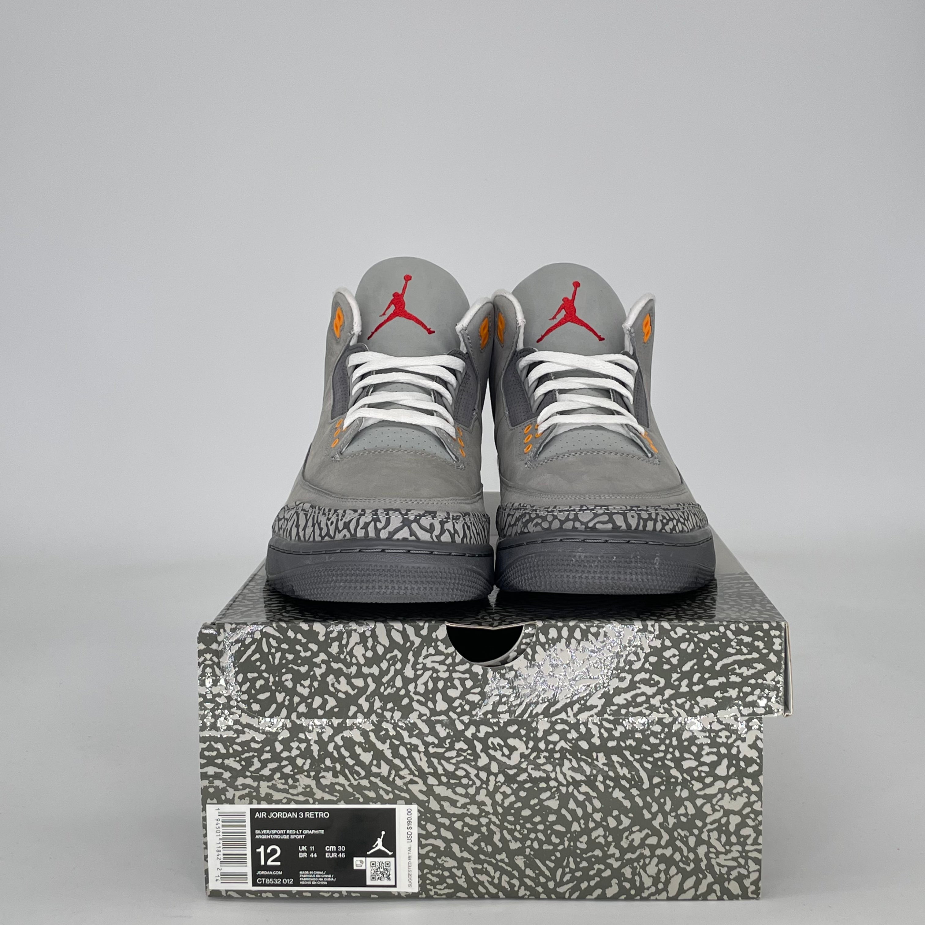AIR JORDAN 3 COOL GREY (2021) CT8532-012 SIZE 12/13.5W
