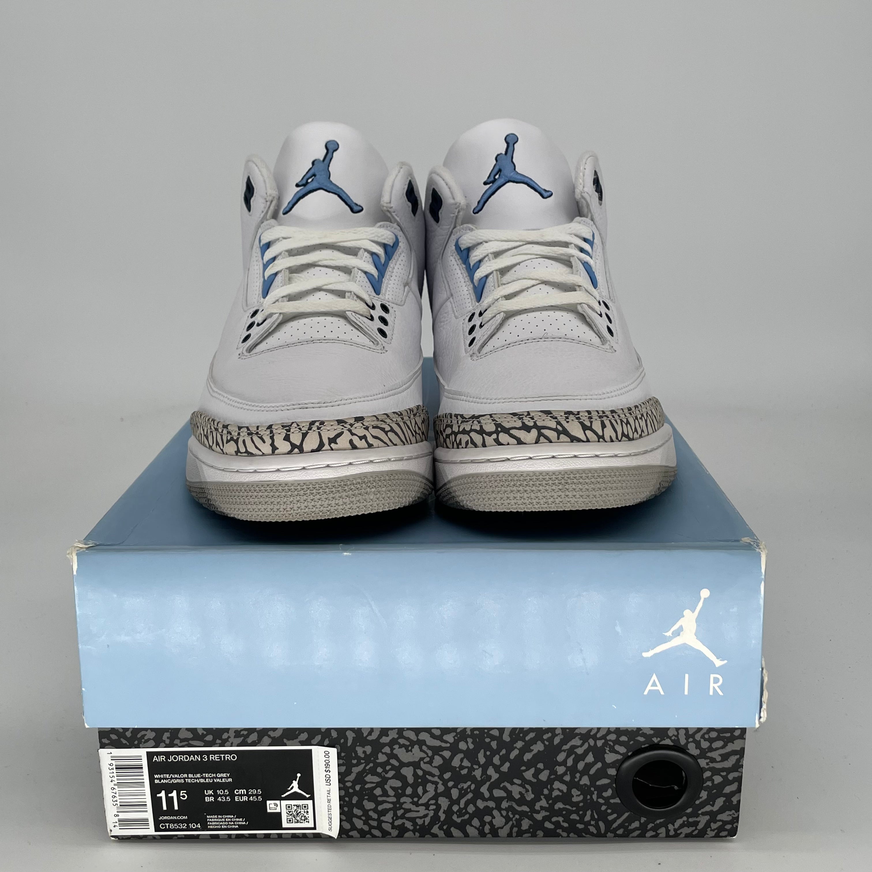 AIR JORDAN 3 UNC SIZE 11.5/13W CT8532-104