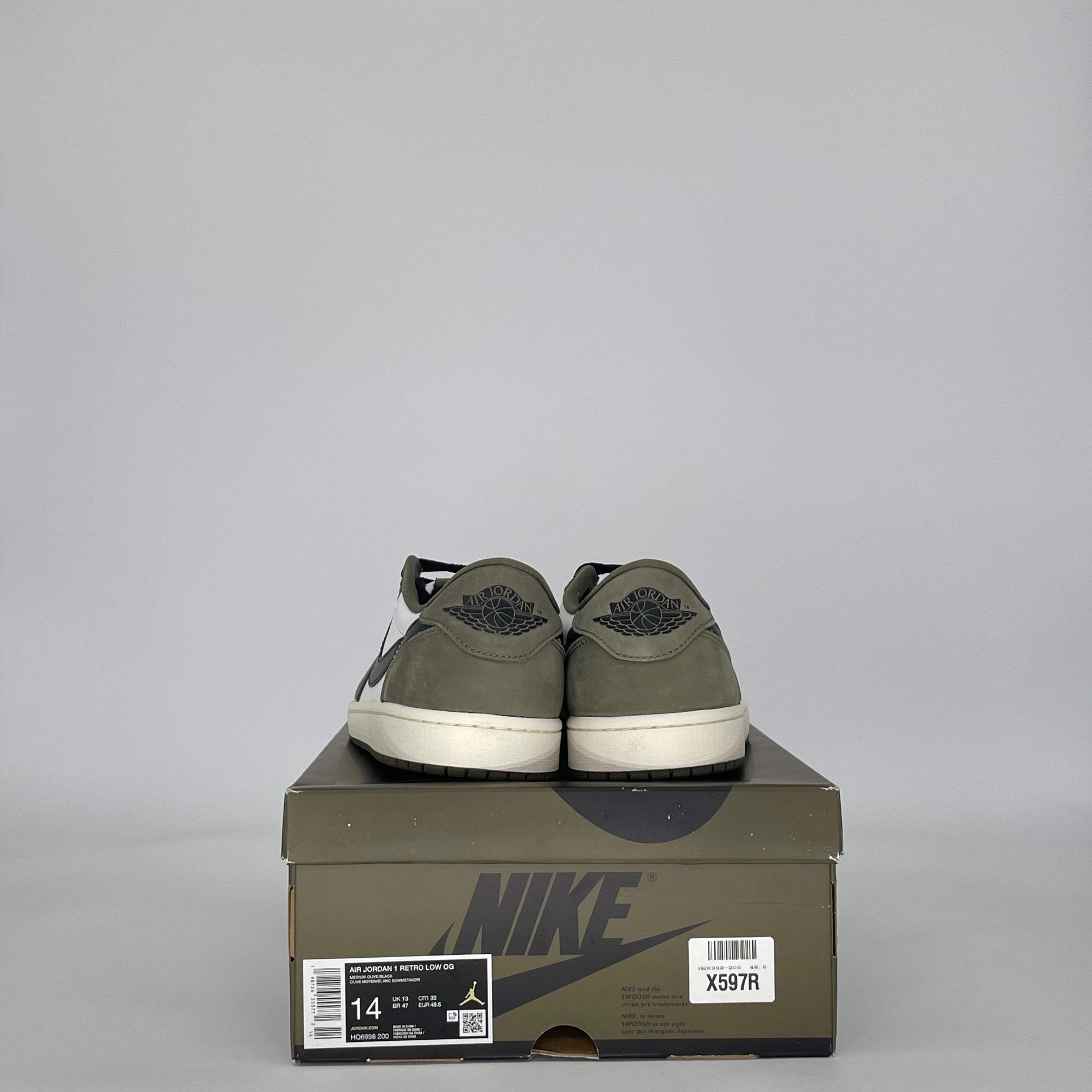 AIR JORDAN 1 LOW MEDIUM OLIVE HQ6998-200 SIZE 14/15.5W