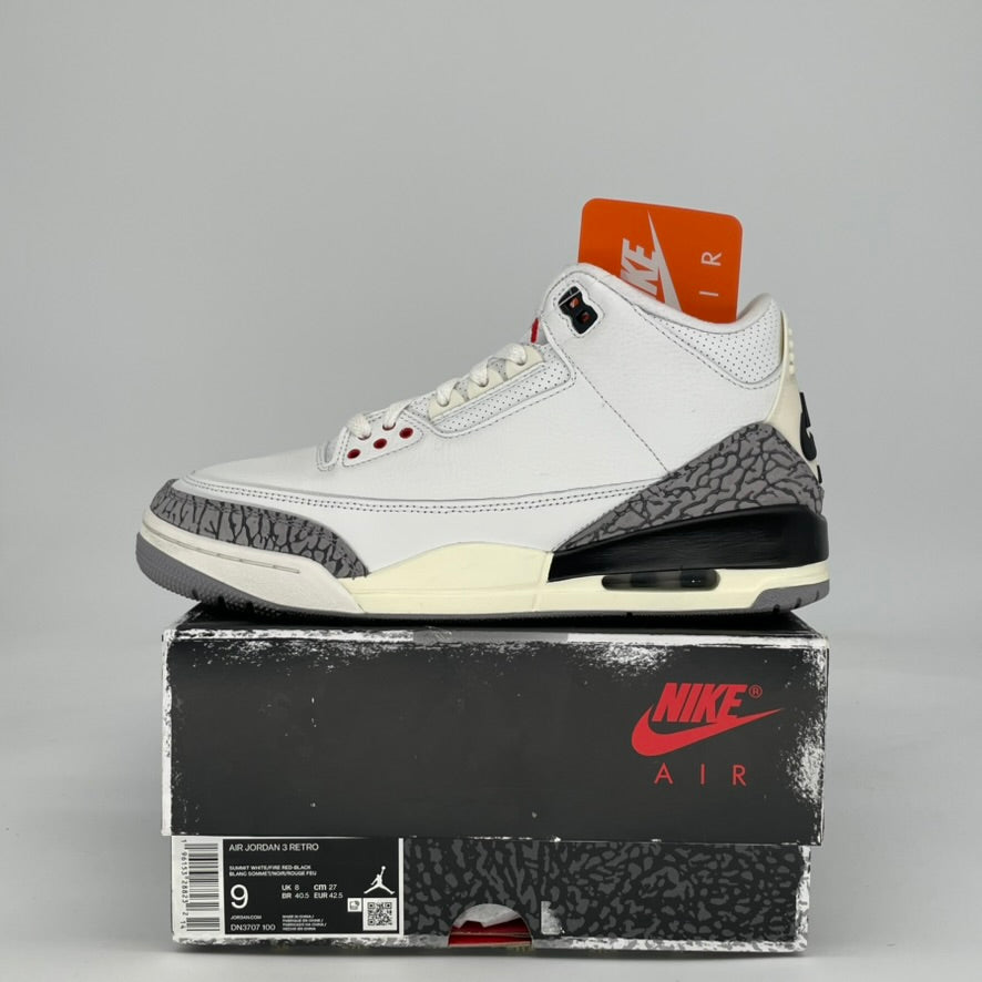 AIR JORDAN 3 WHITE CEMENT REIMAGINED DN3707-100 SIZE 9/10.5W