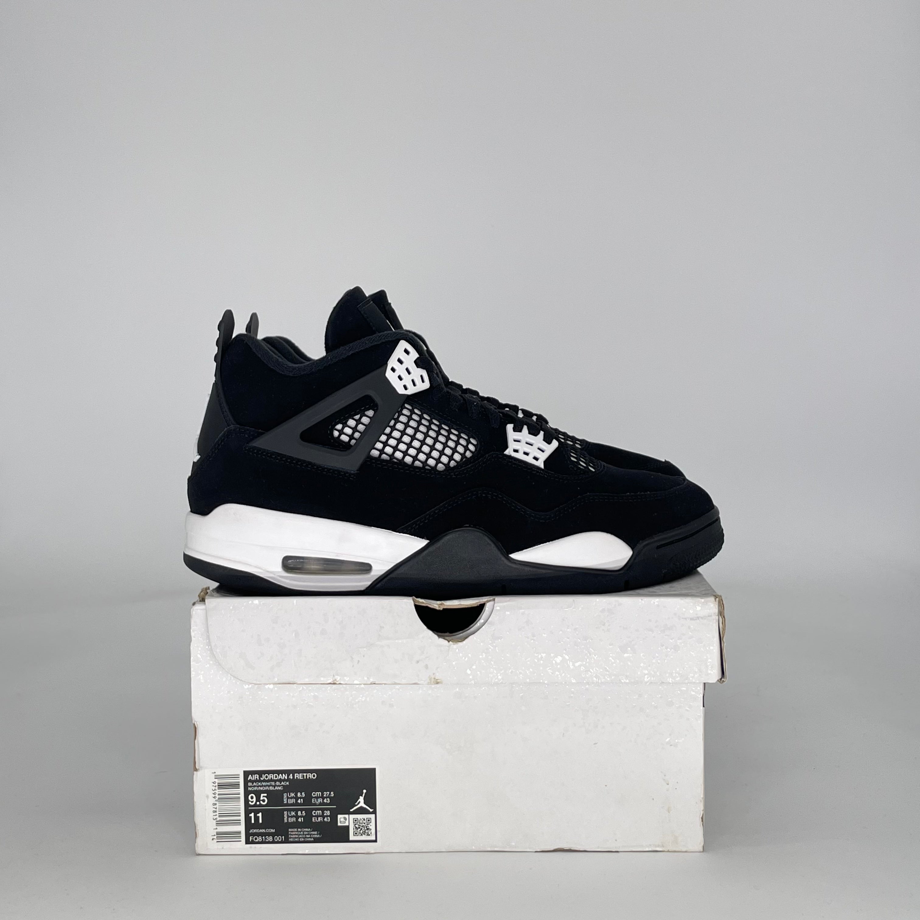 AIR JORDAN 4 WHITE THUNDER FQ8138-001 SIZE 9.5/11W