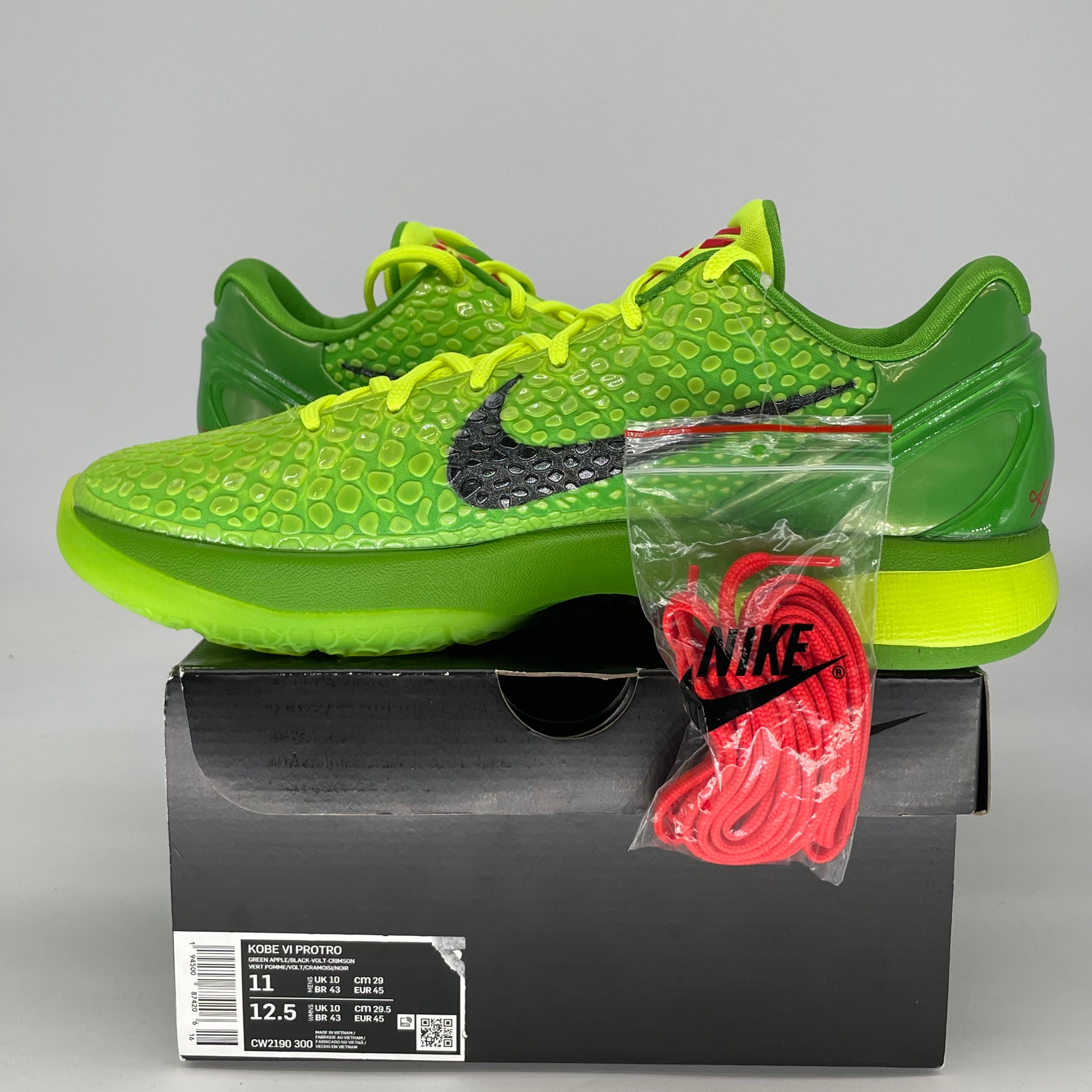 NIKE KOBE 6 PROTRO GRINCH CW2190-300 SIZE 11/12.5W