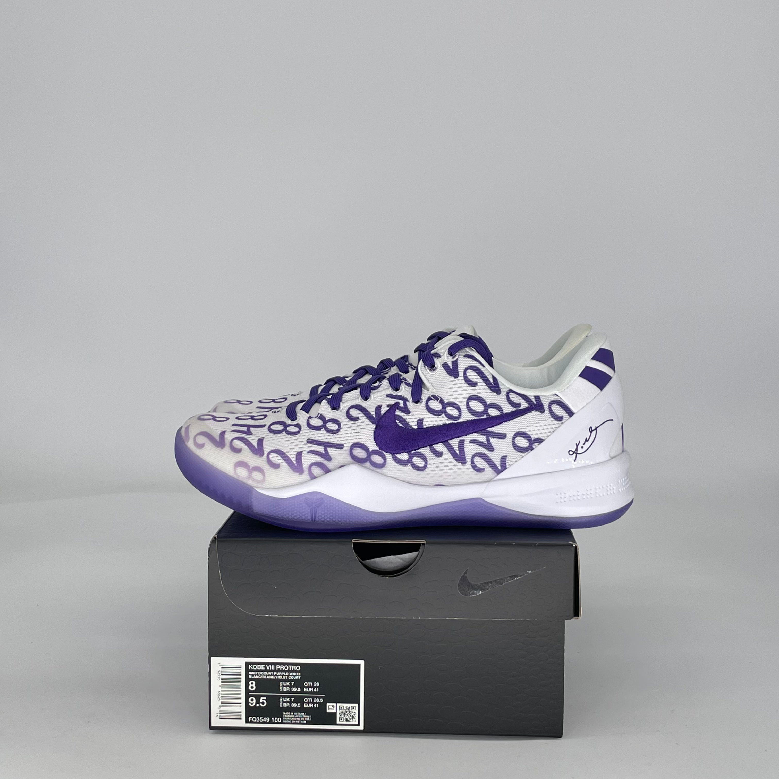 NIKE KOBE 8 PROTRO COURT PURPLE FQ3549-100 SIZE 8/9.5W