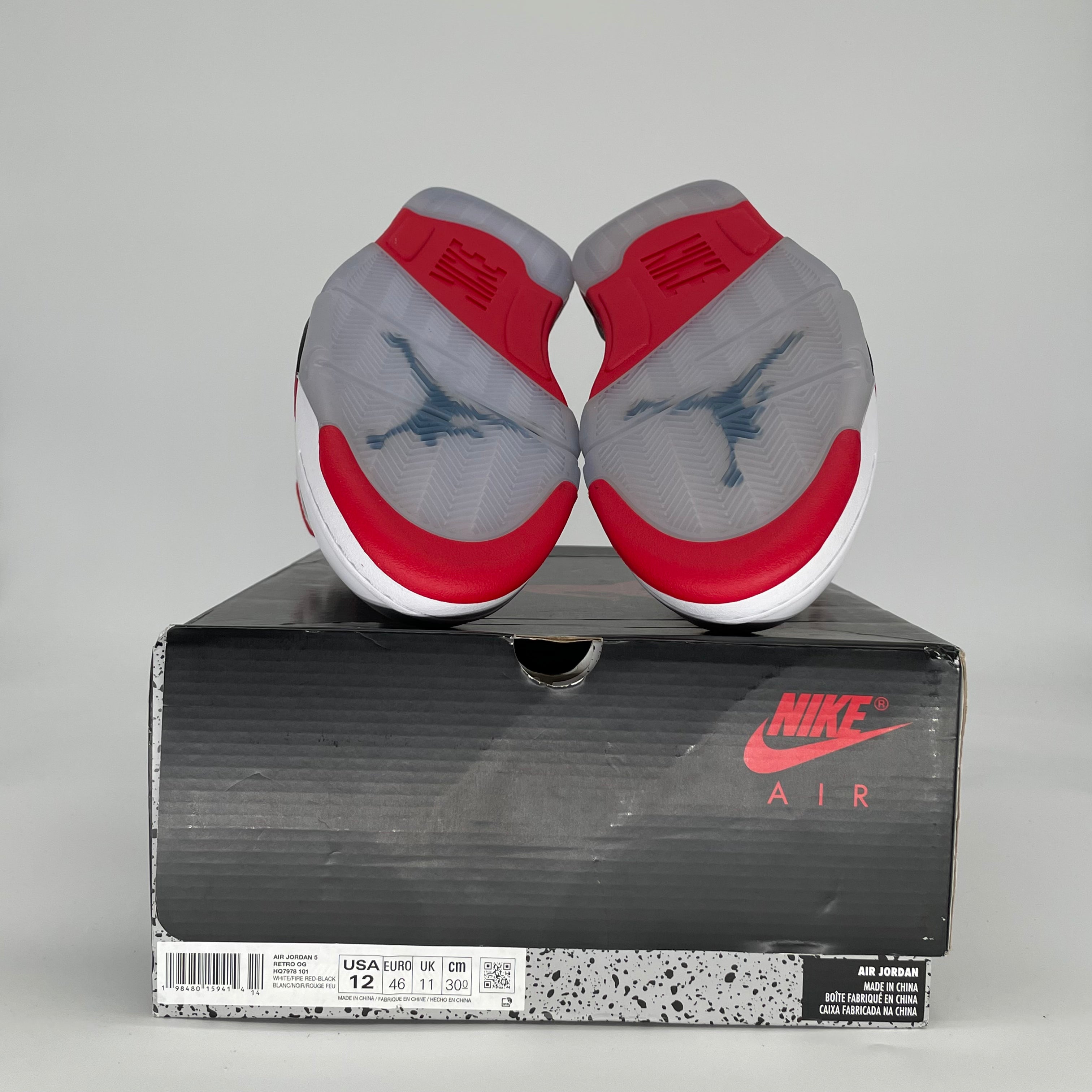 AIR JORDAN 5 FIRE RED BLACK TONGUE HQ7978-101 SIZE 12/13.5W