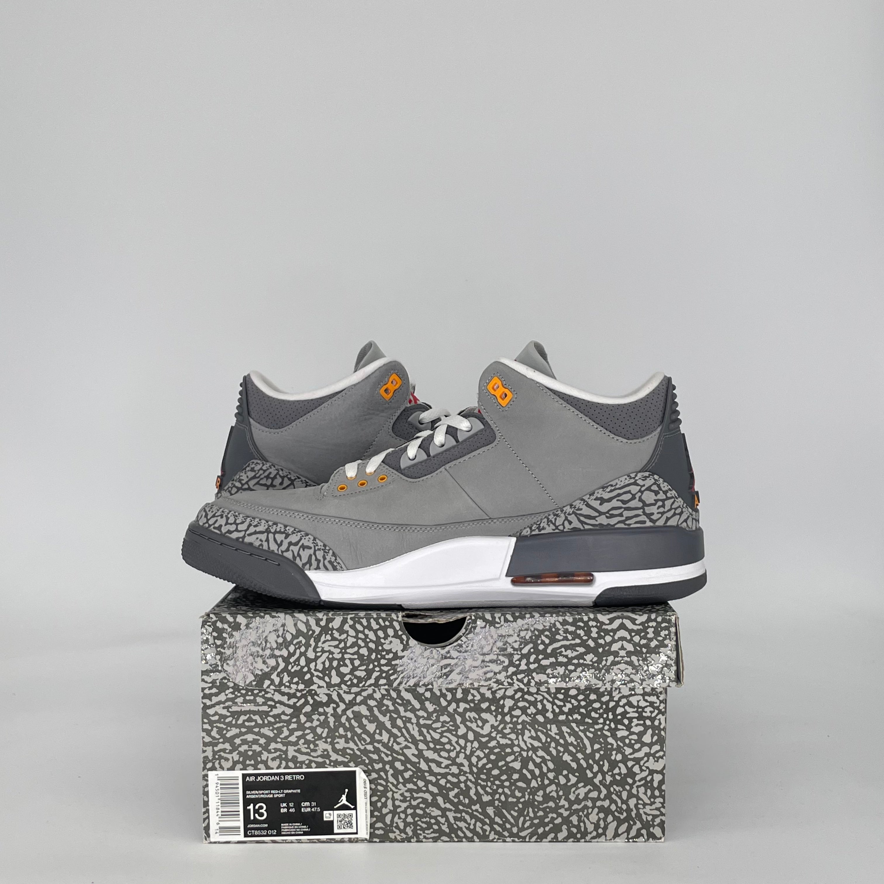 AIR JORDAN 3 COOL GREY (2021) CT8532-012 SIZE 13/14.5W