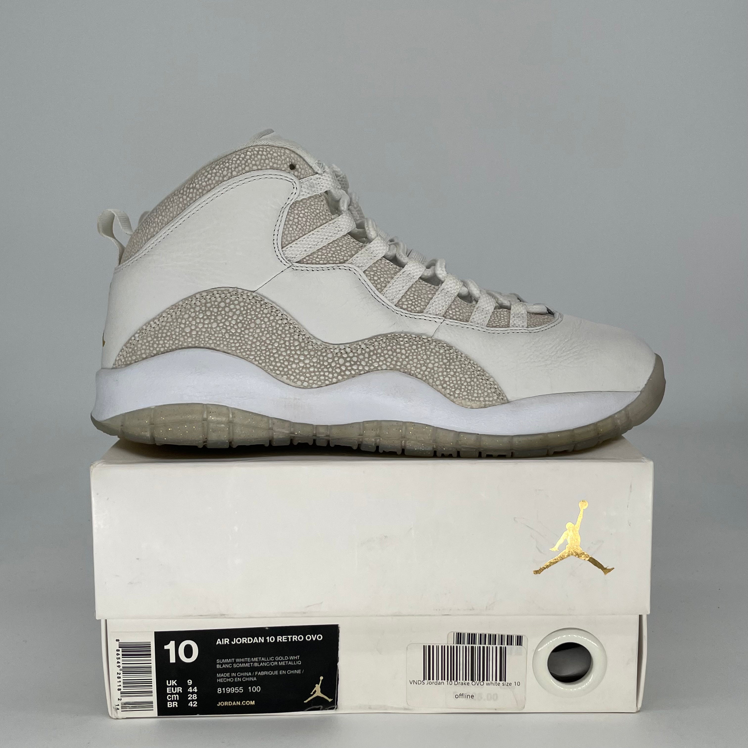 AIR JORDAN 10 OVO DRAKE WHITE 819955-100 SIZE 10/11.5W