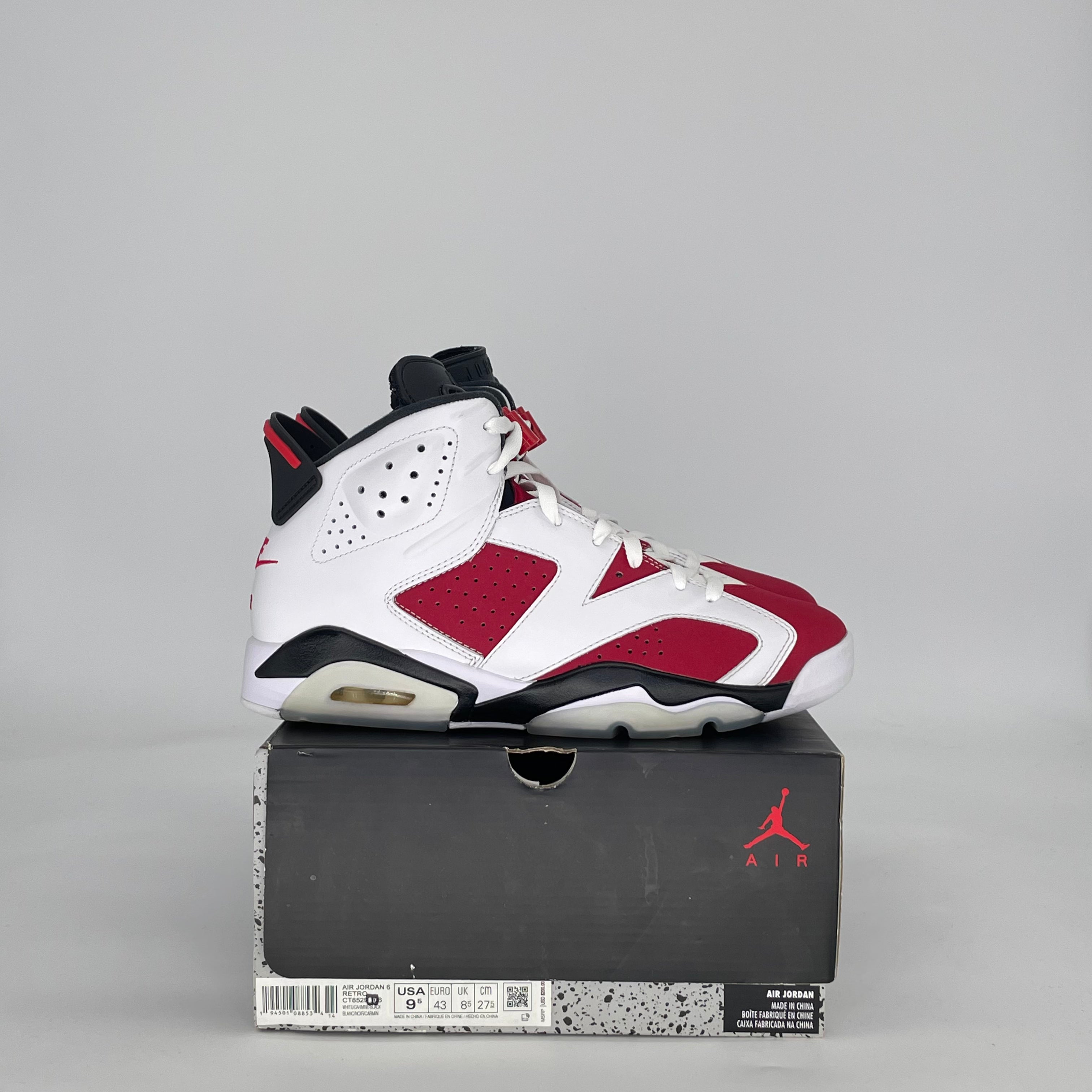 AIR JORDAN 6 CARMINE (2021) CT8529-106 SIZE 9.5/11W