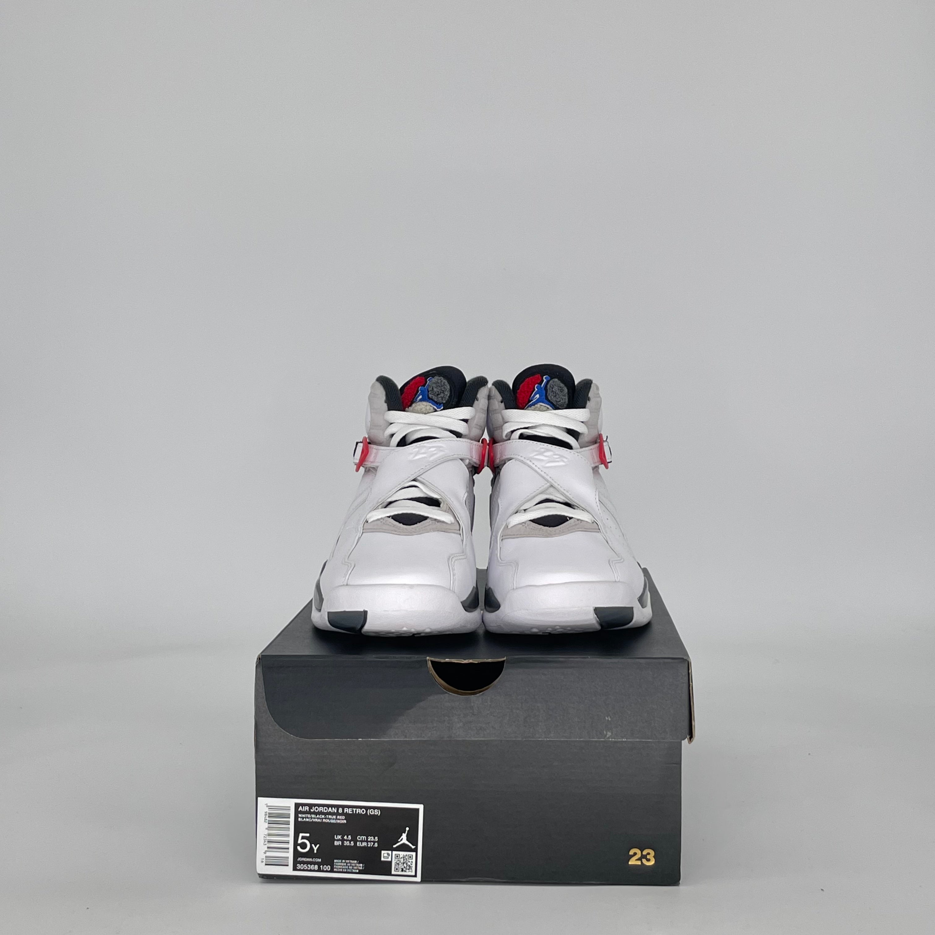 AIR JORDAN 8 WHITE TRUE RED 305368-100 SIZE 5/6.5W GS