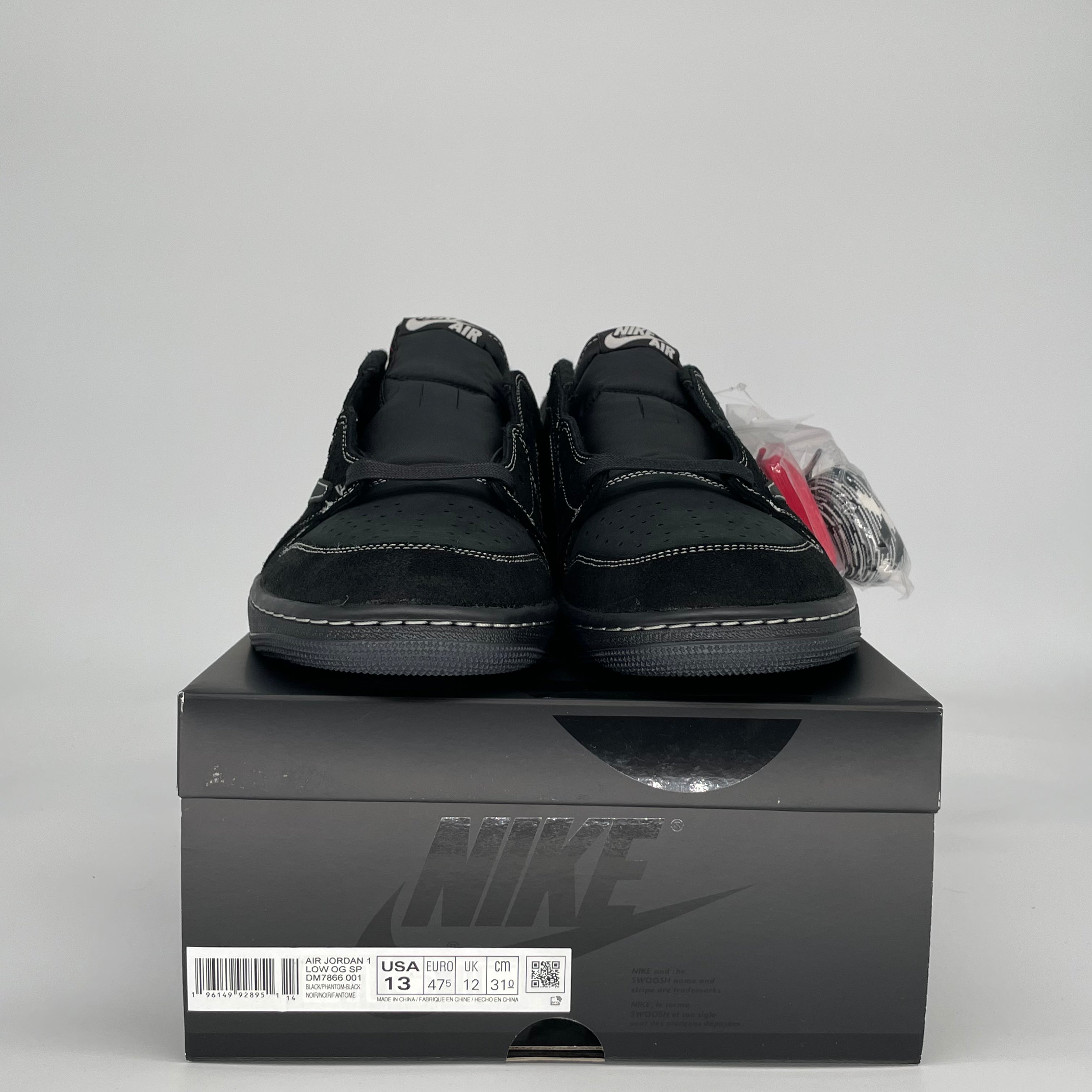 TRAVIS SCOTT X AIR JORDAN 1 LOW BLACK PHANTOM DM7866-001 SIZE 13/14.5W