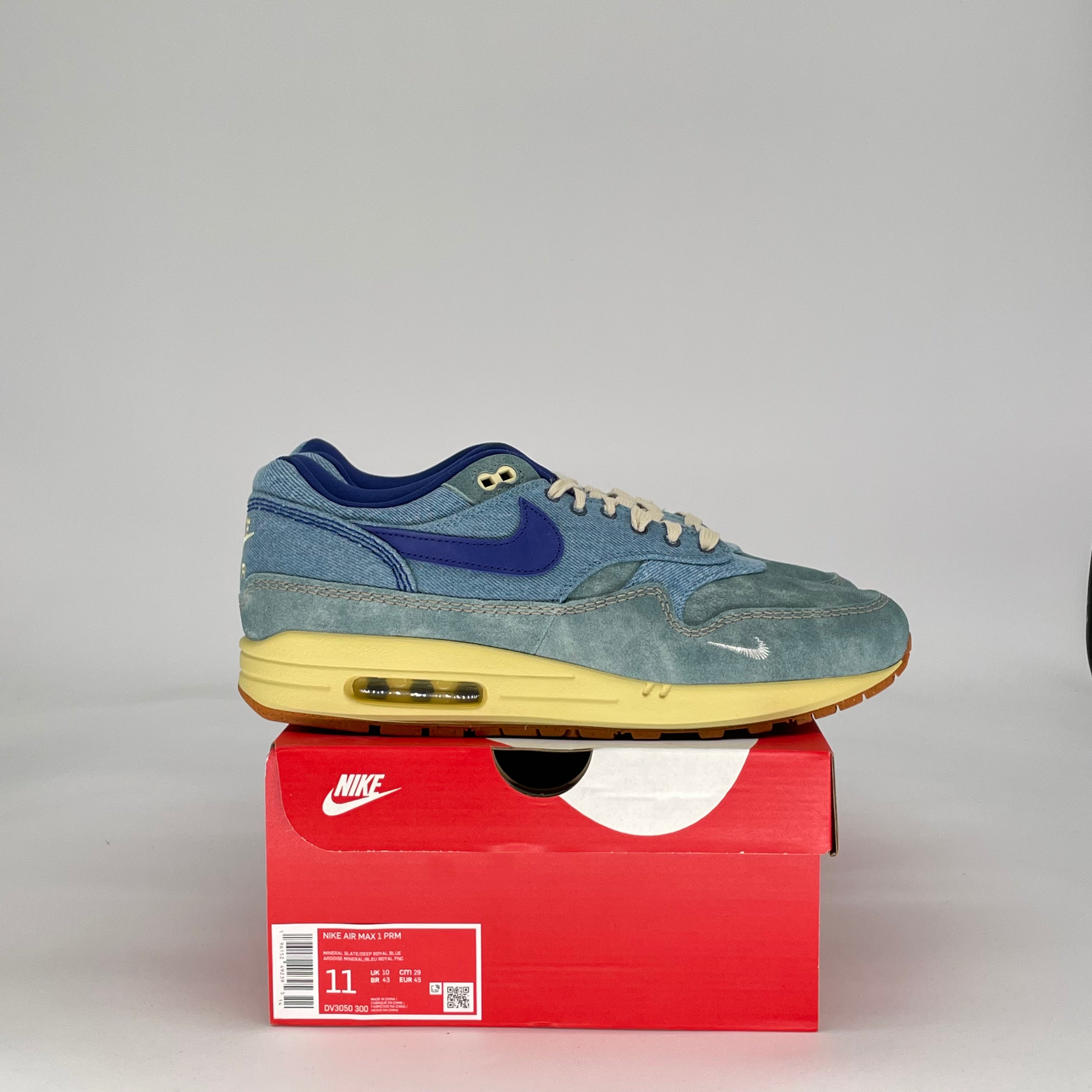 NIKE AIR MAX 1 PRM DIRTY DENIM DV3050-300 SIZE 11/12.5W