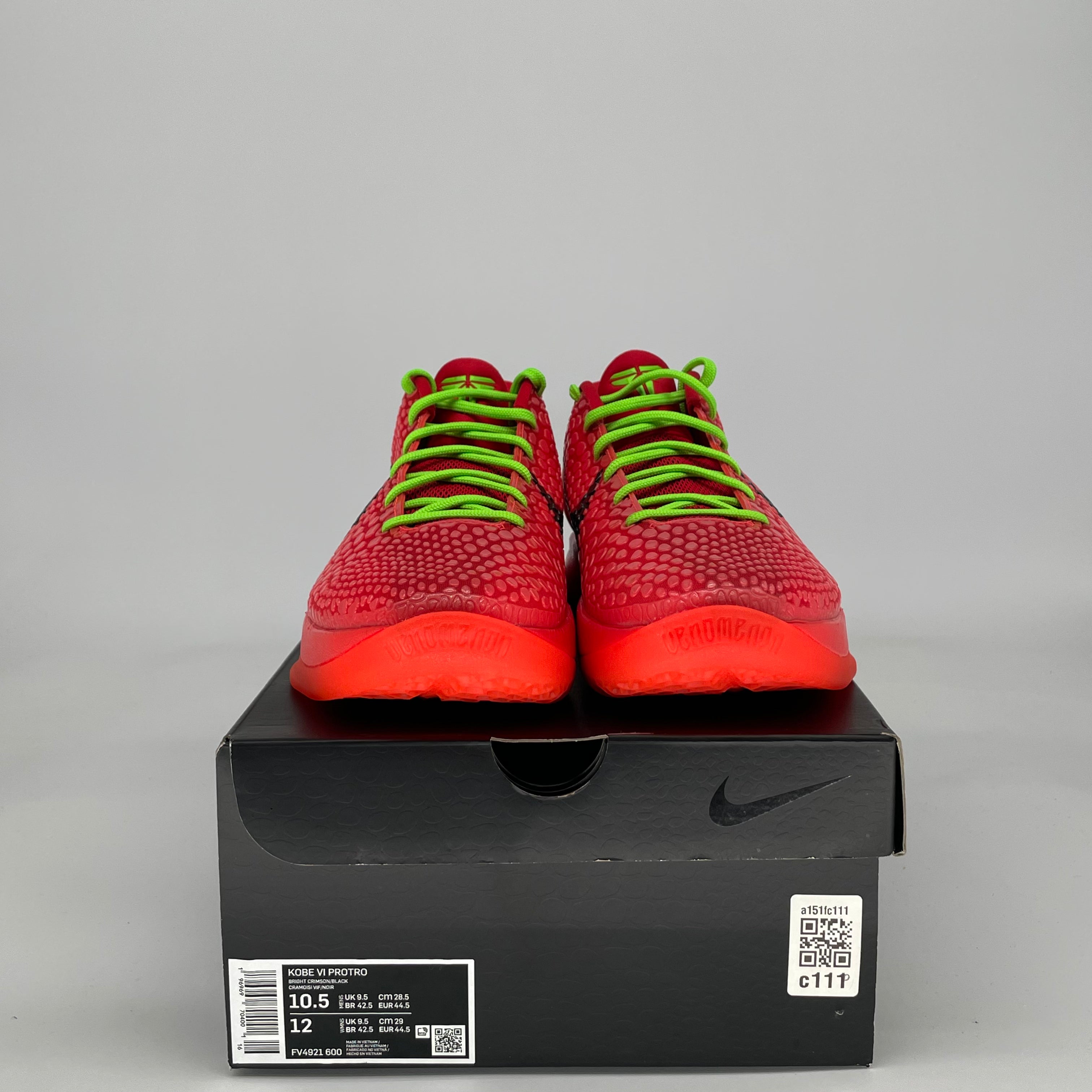 NIKE KOBE 6 PROTRO REVERSE GRINCH FV4921-600 SIZE 10.5/12W