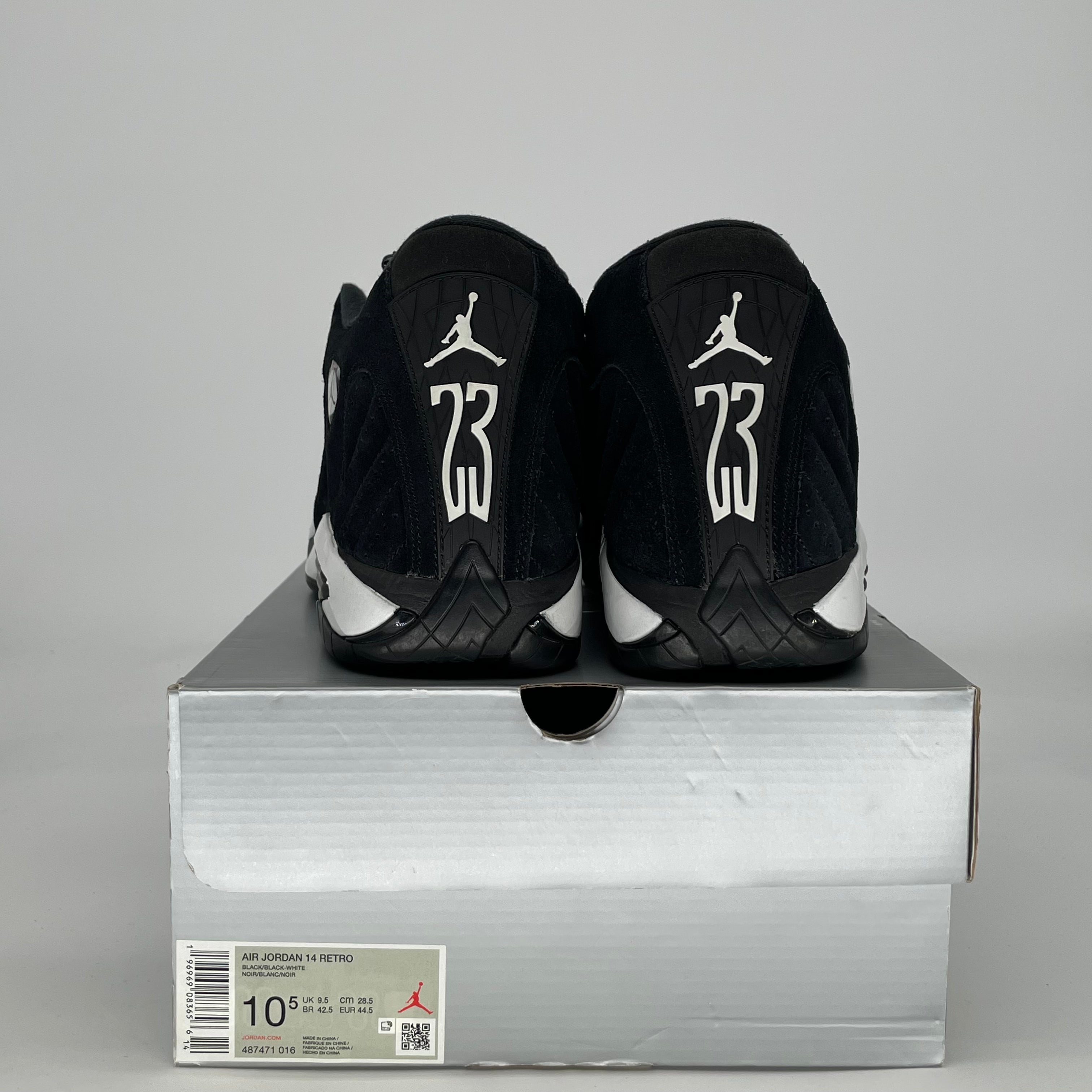 AIR JORDAN 14 BLACK WHITE 487471-016 SIZE 10.5/12W