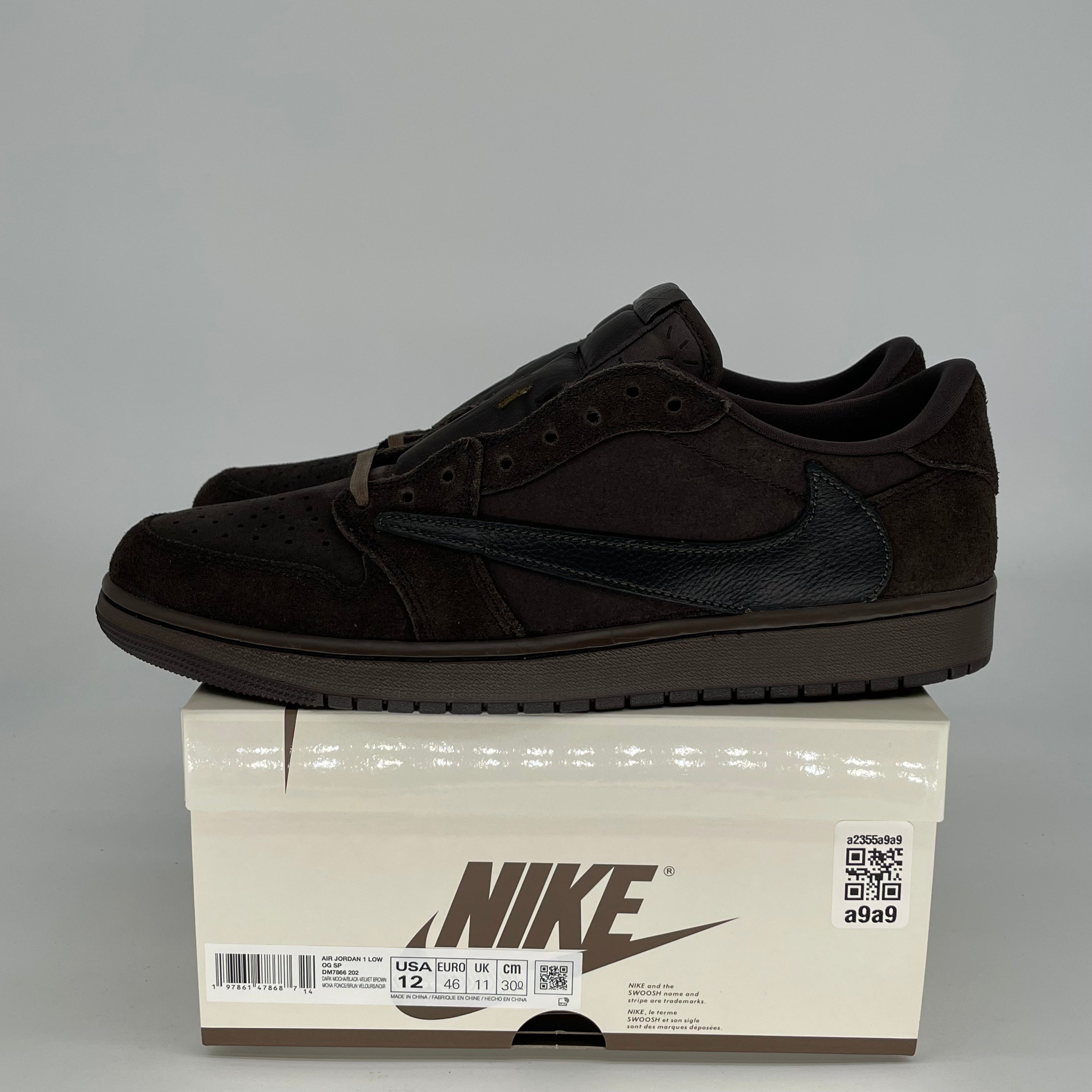 TRAVIS SCOTT X AIR JORDAN 1 LOW VELVET BROWN DM7866-202 SIZE 12/13.5W