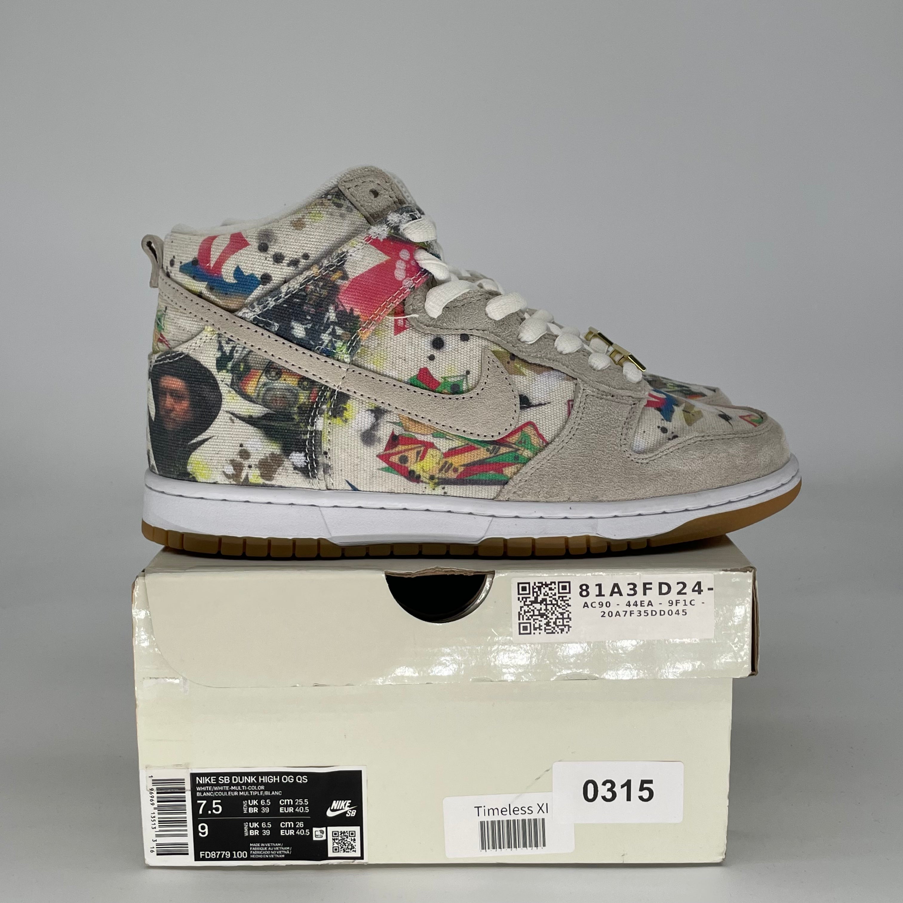 NIKE SB DUNK HIGH X SUPREME RAMMELLZEE SIZE 7.5/9W