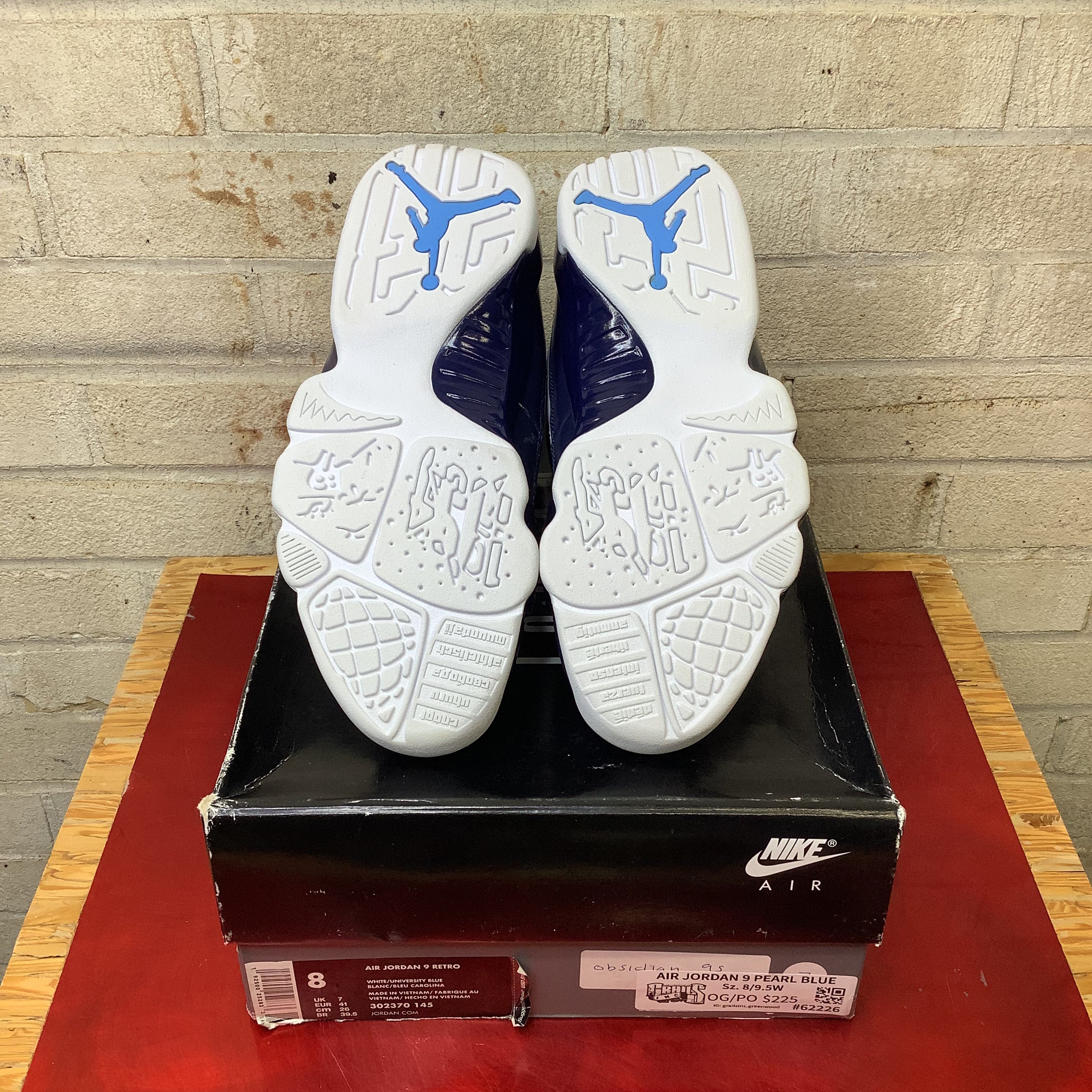 AIR JORDAN 9 PEARL BLUE 302370-145 SIZE 8/9.5W