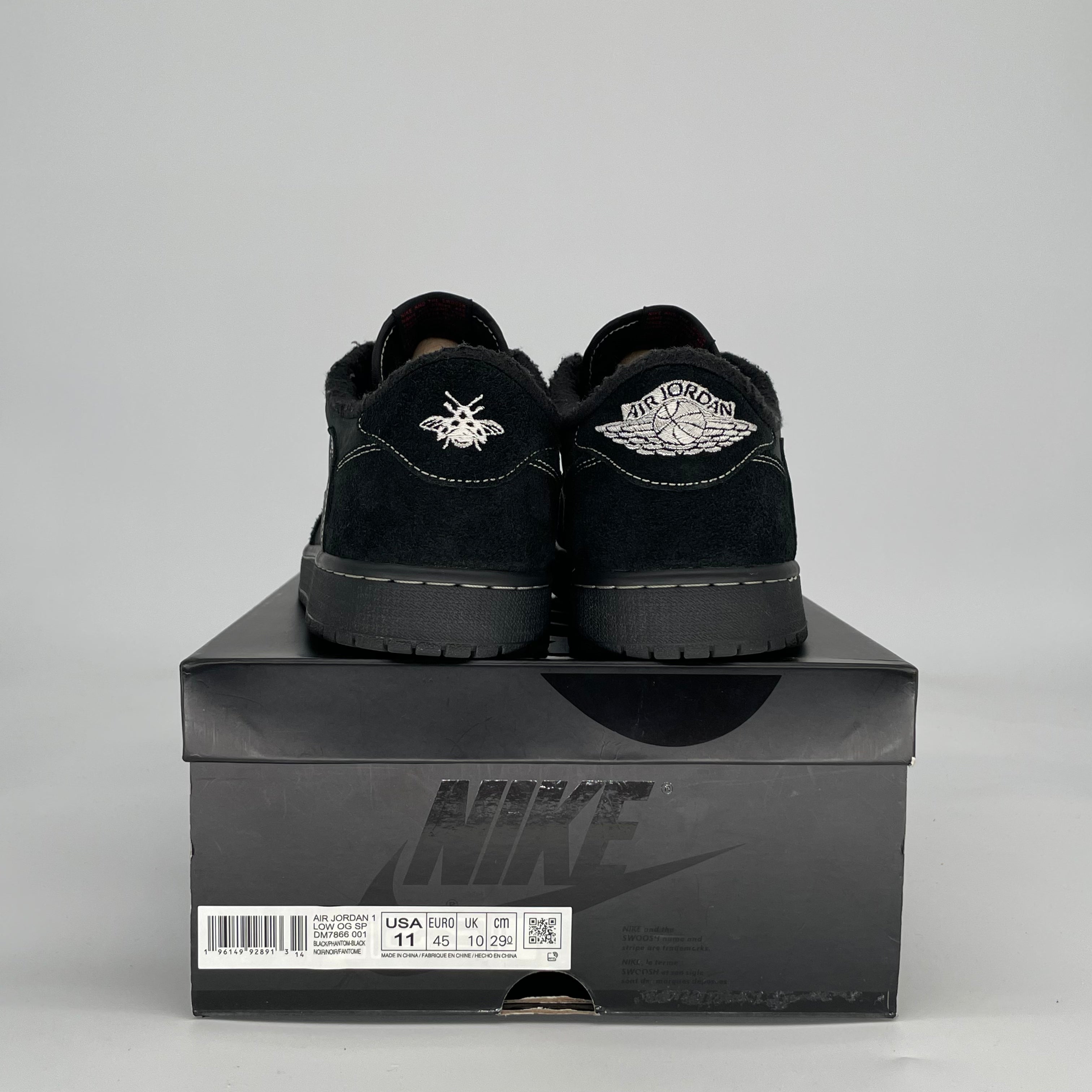 TRAVIS SCOTT X AIR JORDAN 1 LOW BLACK PHANTOM DM7866-001 SIZE 11/12.5W