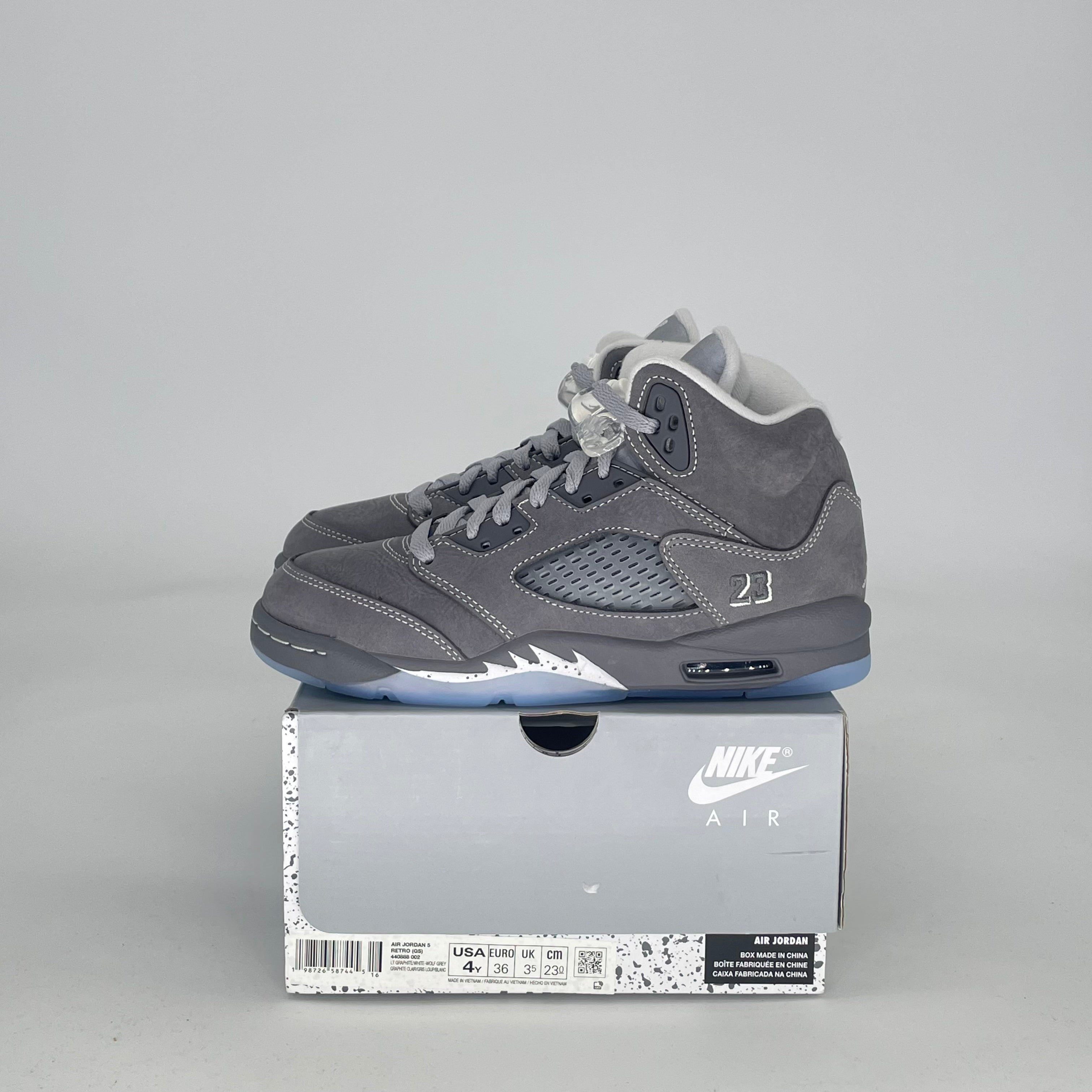 AIR JORDAN 5 WOLF GREY 440888-002 SIZE 4/5.5W GS