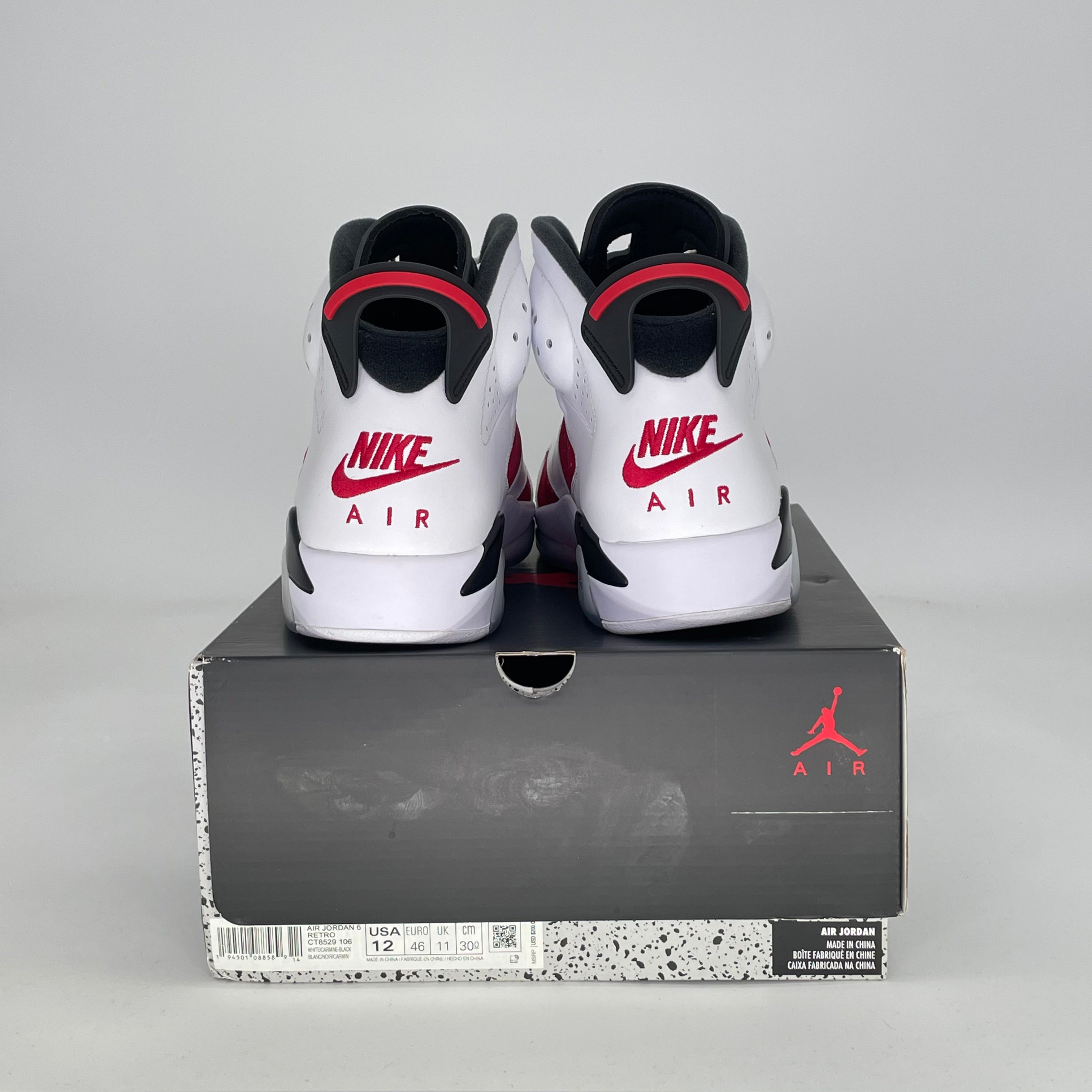 AIR JORDAN 6 CARMINE (2021) CT8529-106 SIZE 12/13.5W