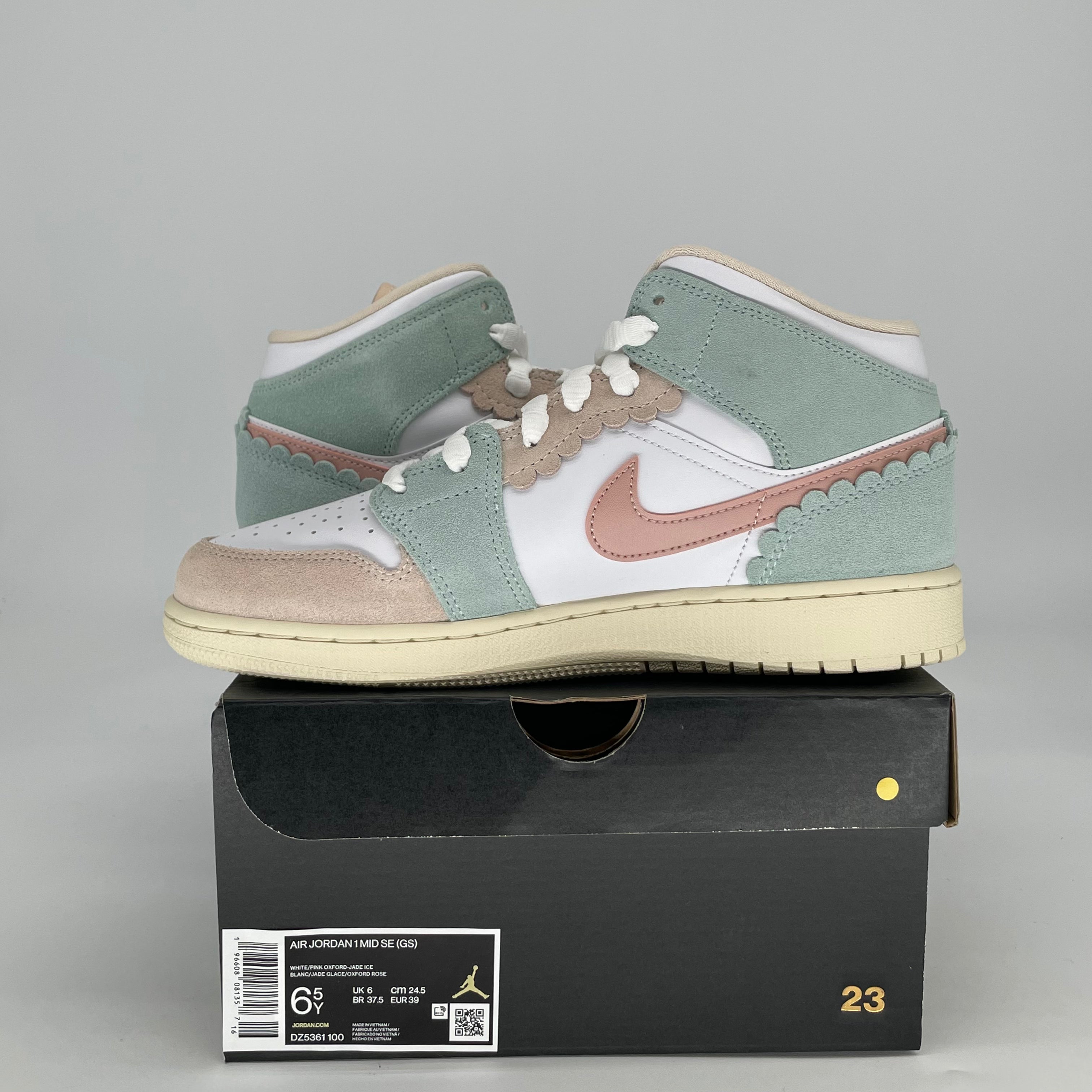 AIR JORDAN 1 MID PINK OXFORD DZ5361-100 SIZE 6.5/8W