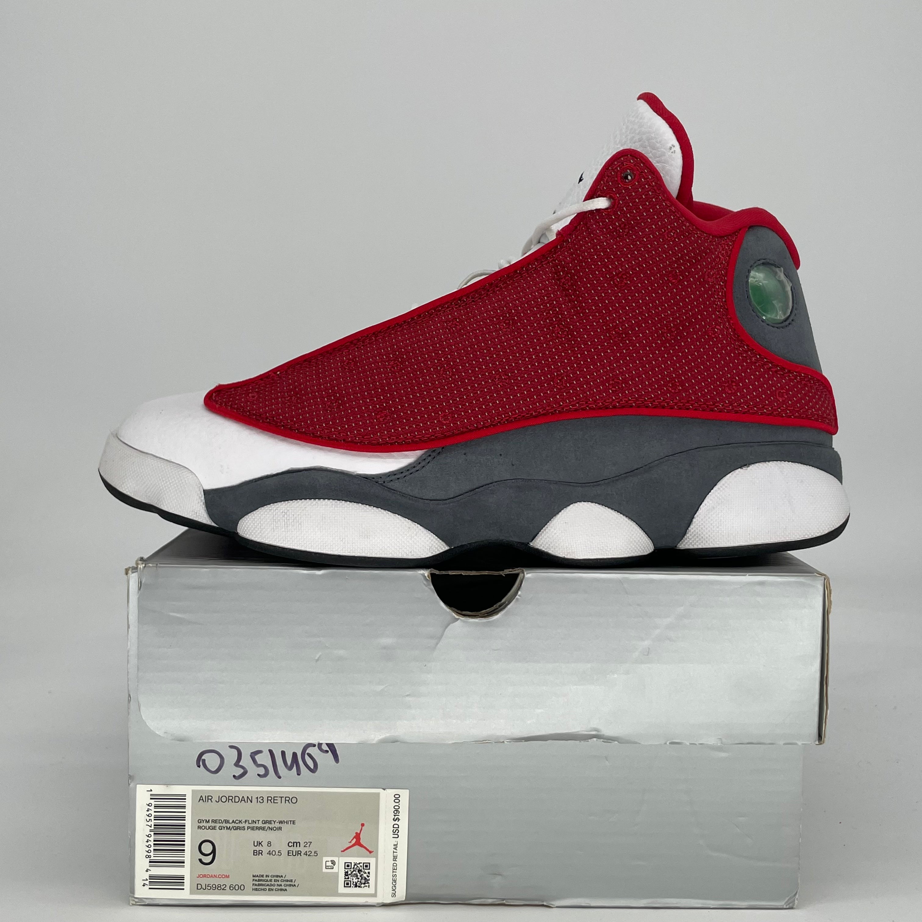 AIR JORDAN 13 GYM RED FLINT GREY DJ5982-600 SIZE 9/10.5W