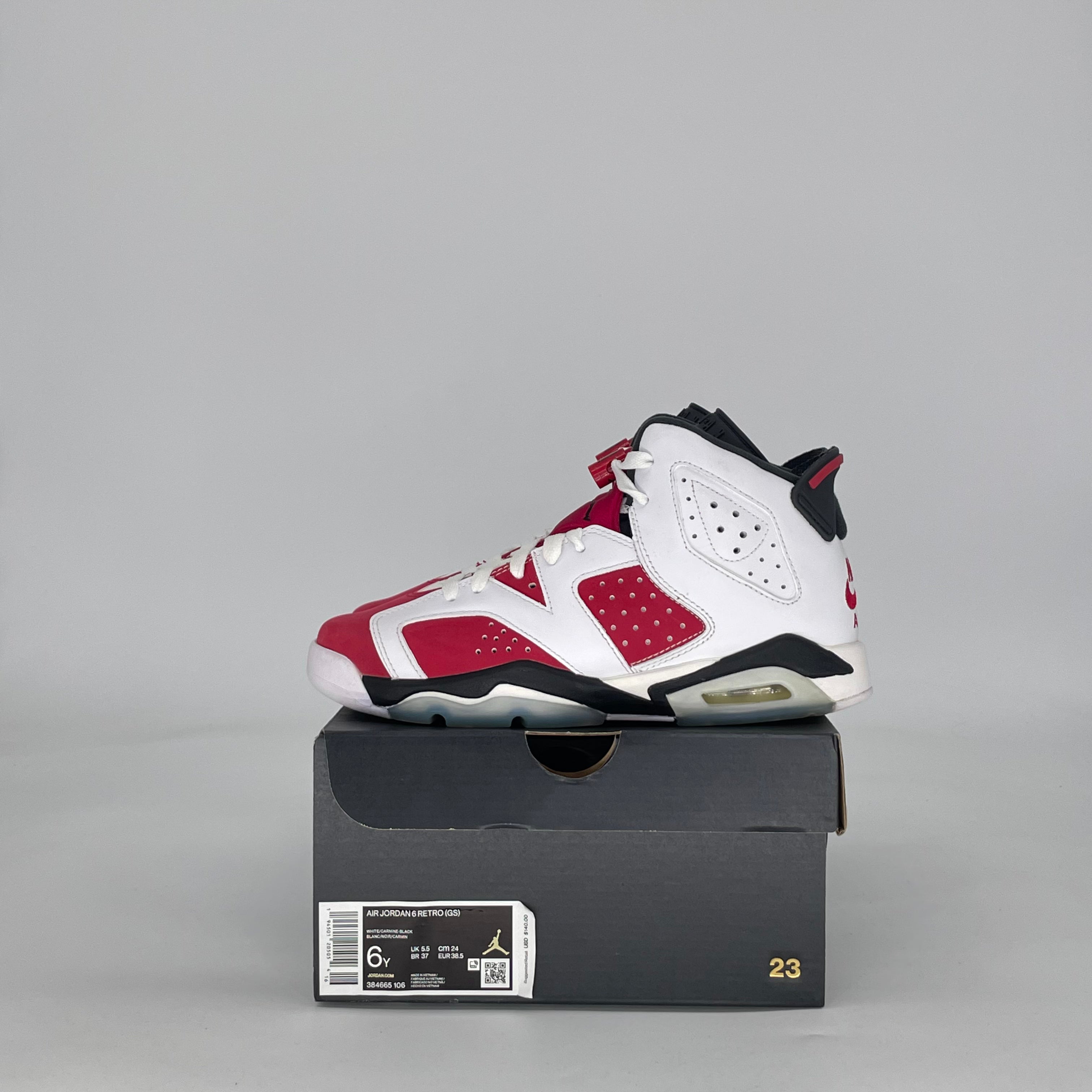 AIR JORDAN 6 CARMINE (2021) 384665-106 SIZE 6/7.5W GS