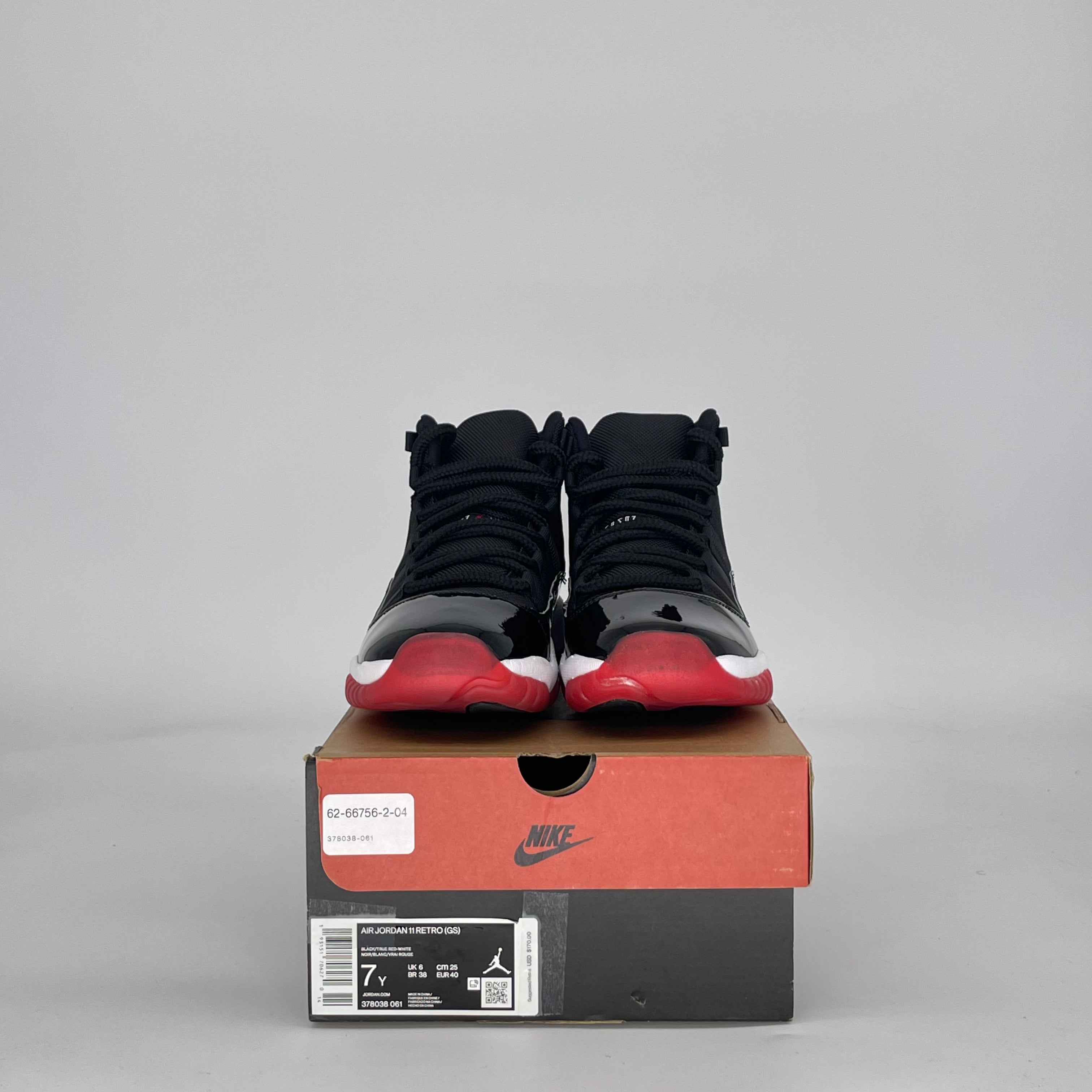 AIR JORDAN 11 PLAYOFFS BRED (2019) 378038-061 SIZE 7/8.5W GS