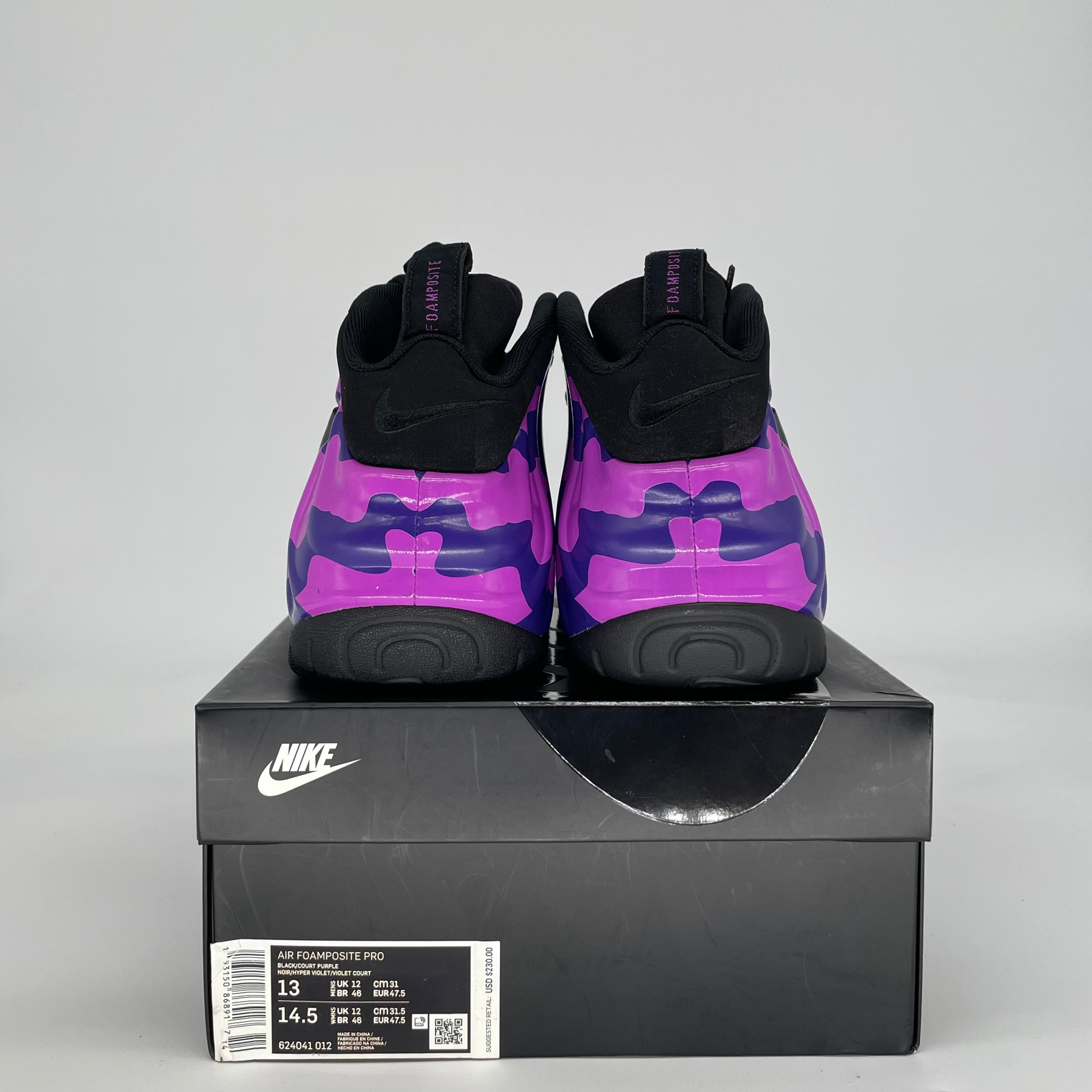 NIKE AIR FOAMPOSITE PRO PURPLE CAMO 624041-012 SIZE 13/14.5W
