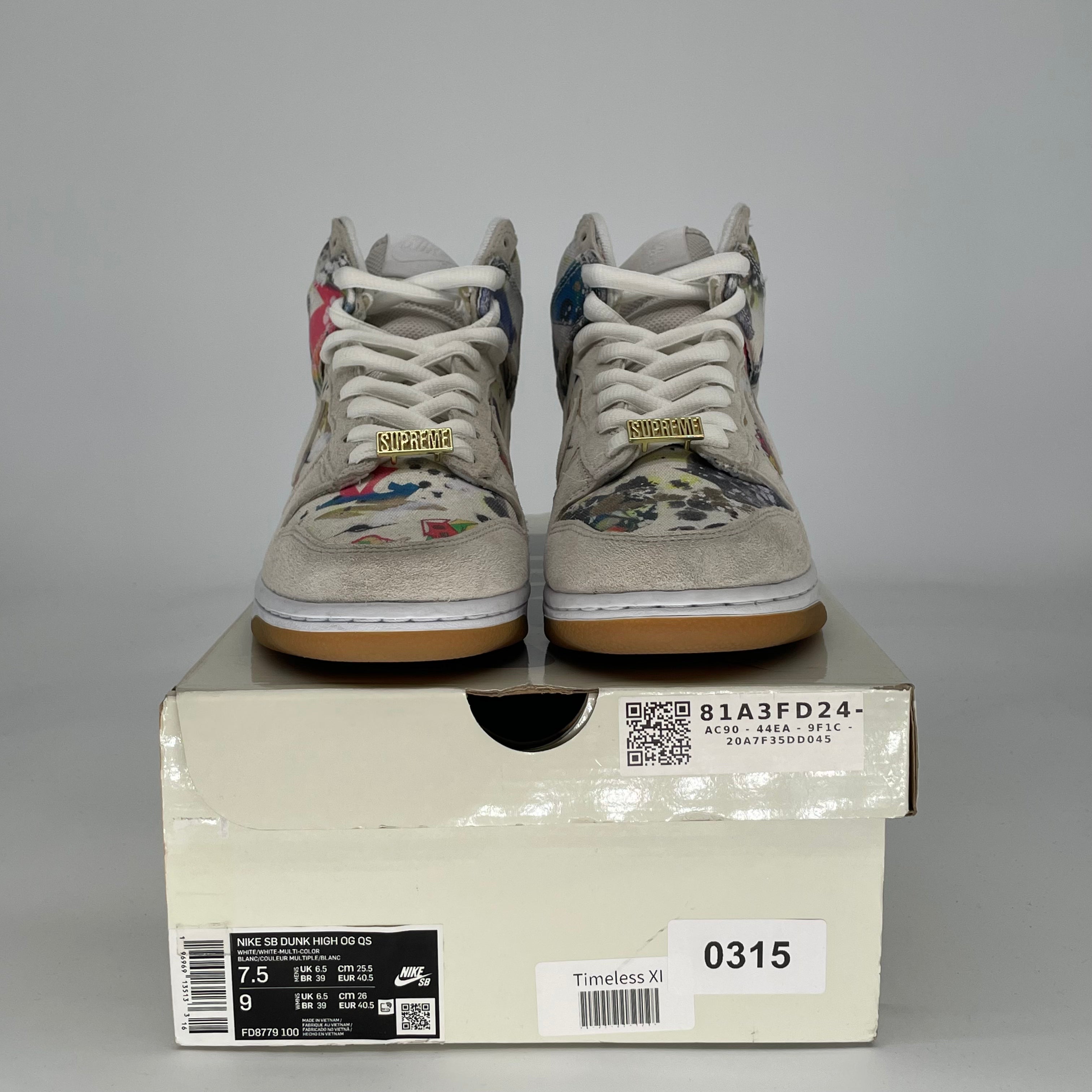 NIKE SB DUNK HIGH X SUPREME RAMMELLZEE SIZE 7.5/9W