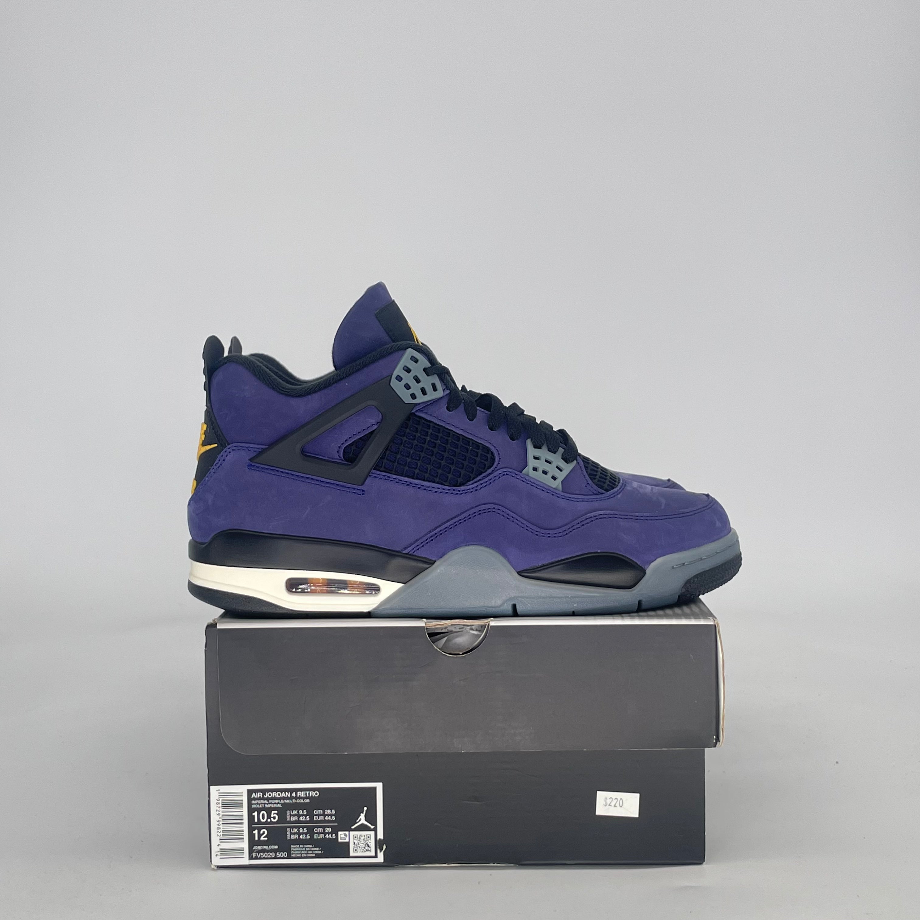AIR JORDAN 4 LAKERS FV5029-500 SIZE 10.5/12W