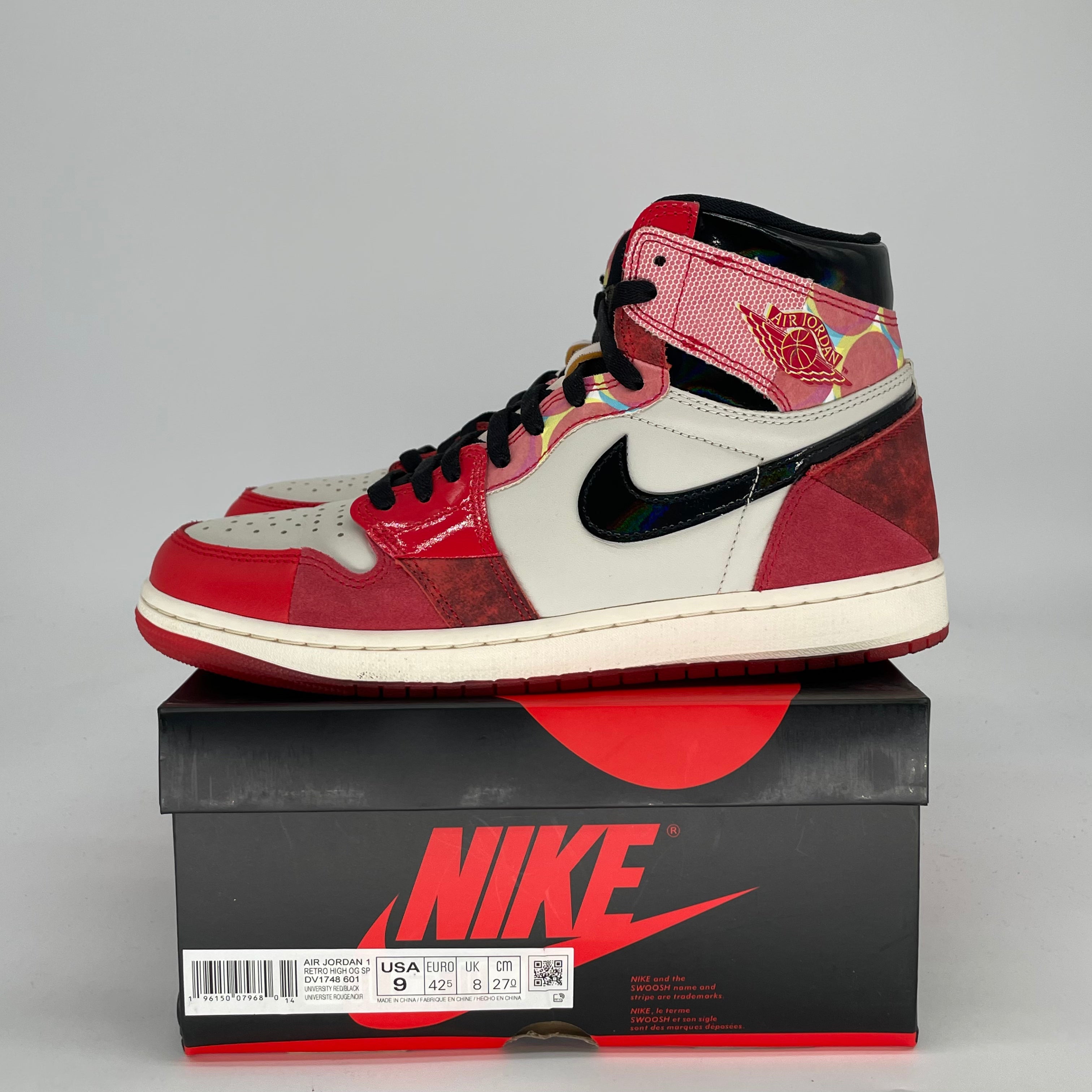 AIR JORDAN 1 SPIDERMAN ACROSS THE SPIDER-VERSE DV1748-601 SIZE 9/10.5W