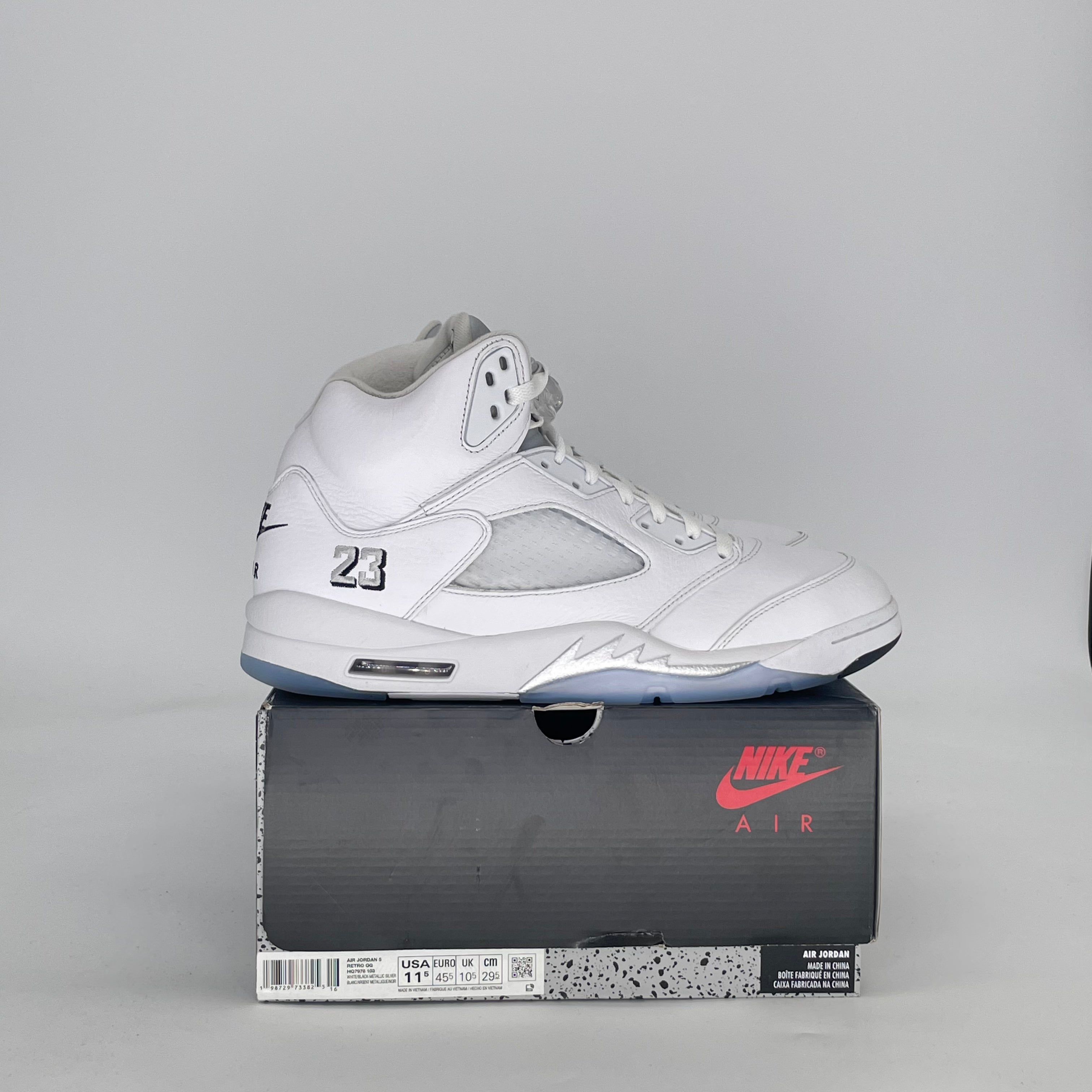 AIR JORDAN 5 WHITE METALLIC HQ7978-103 SIZE 11.5/13W