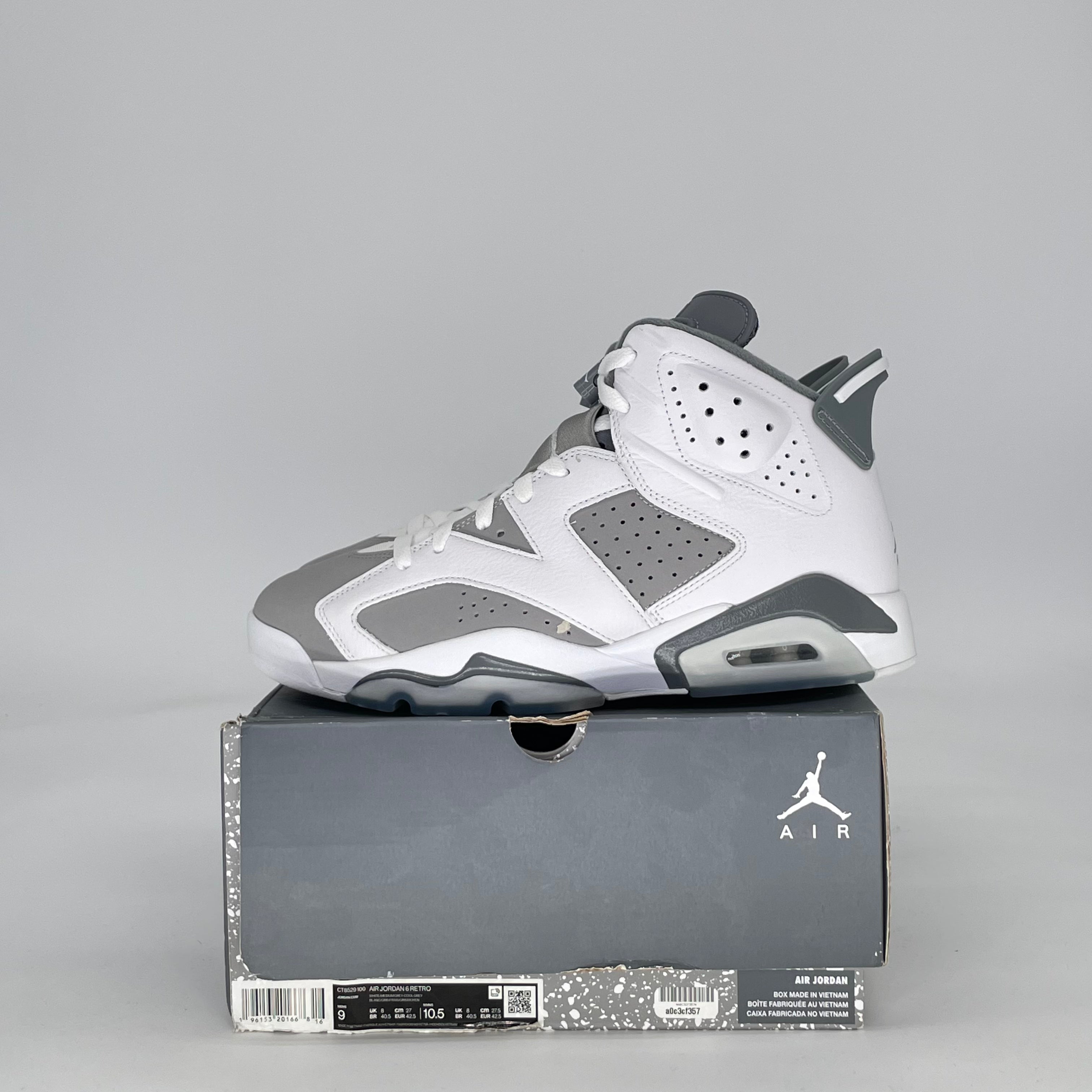 AIR JORDAN 6 COOL GREY CT8529-100 SIZE 9/10.5W