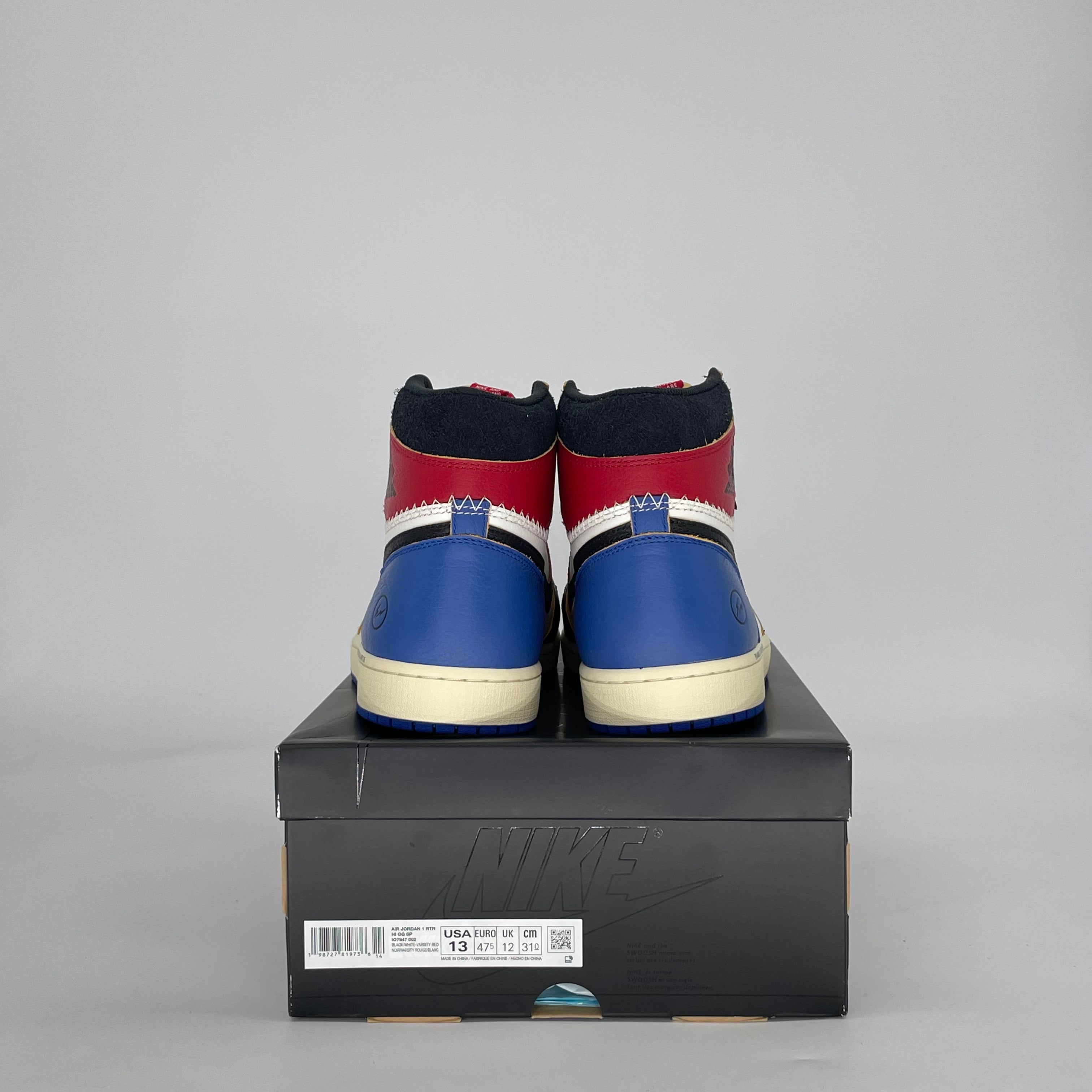 AIR JORDAN 1 FRAGMENT X UNION LA VARSITY RED SPORT ROYAL IO7847-002 SIZE 13/14.5W
