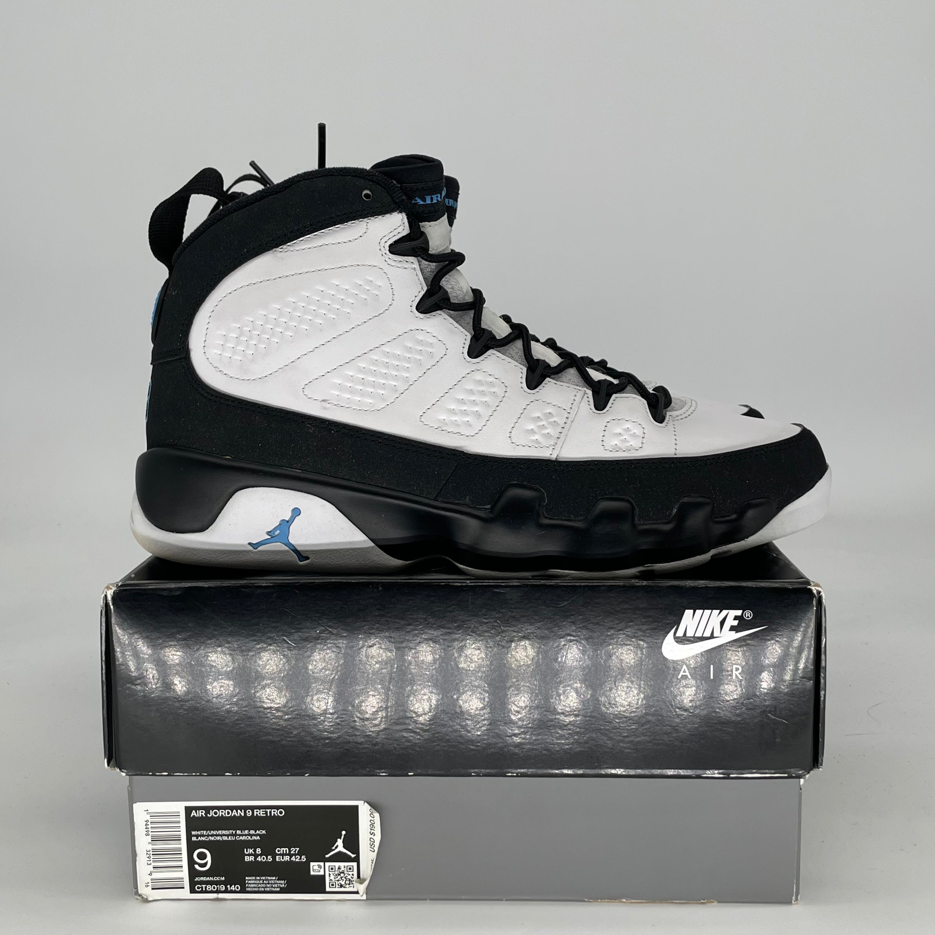 AIR JORDAN 9 UNIVERSITY BLUE CT8019-140 SIZE 9/10.5W