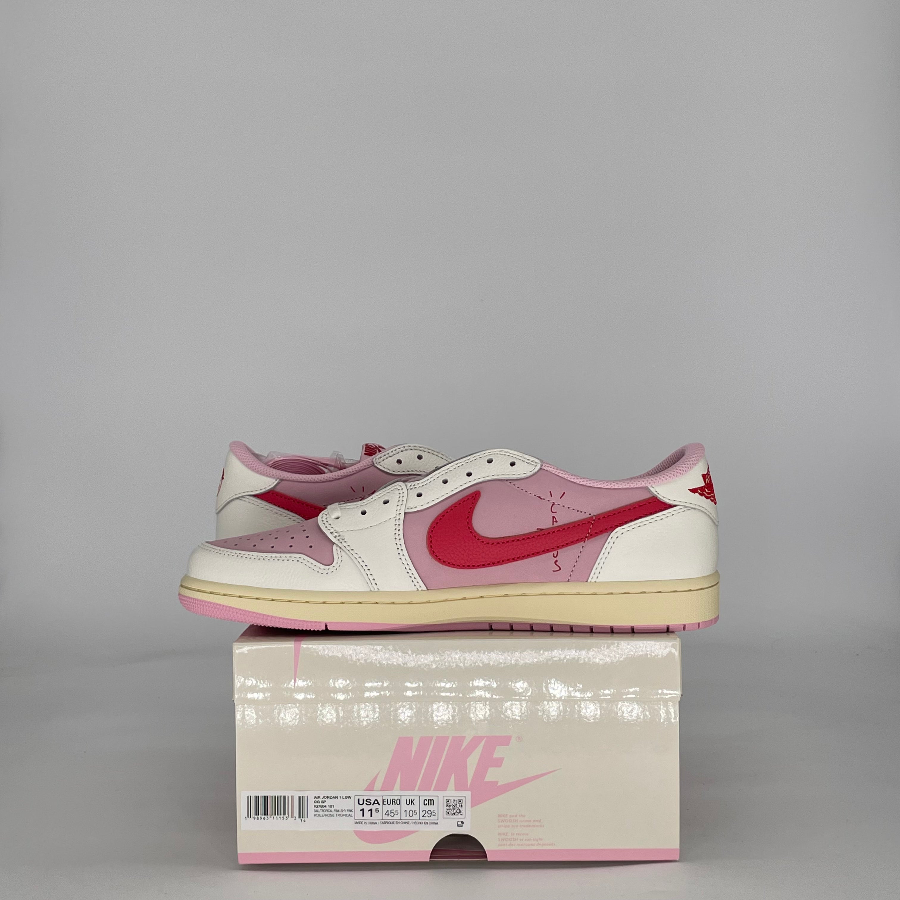 AIR JORDAN 1 LOW TRAVIS SCOTT SAIL TROPICAL PINK IQ7604-101 SIZE 11.5/13W