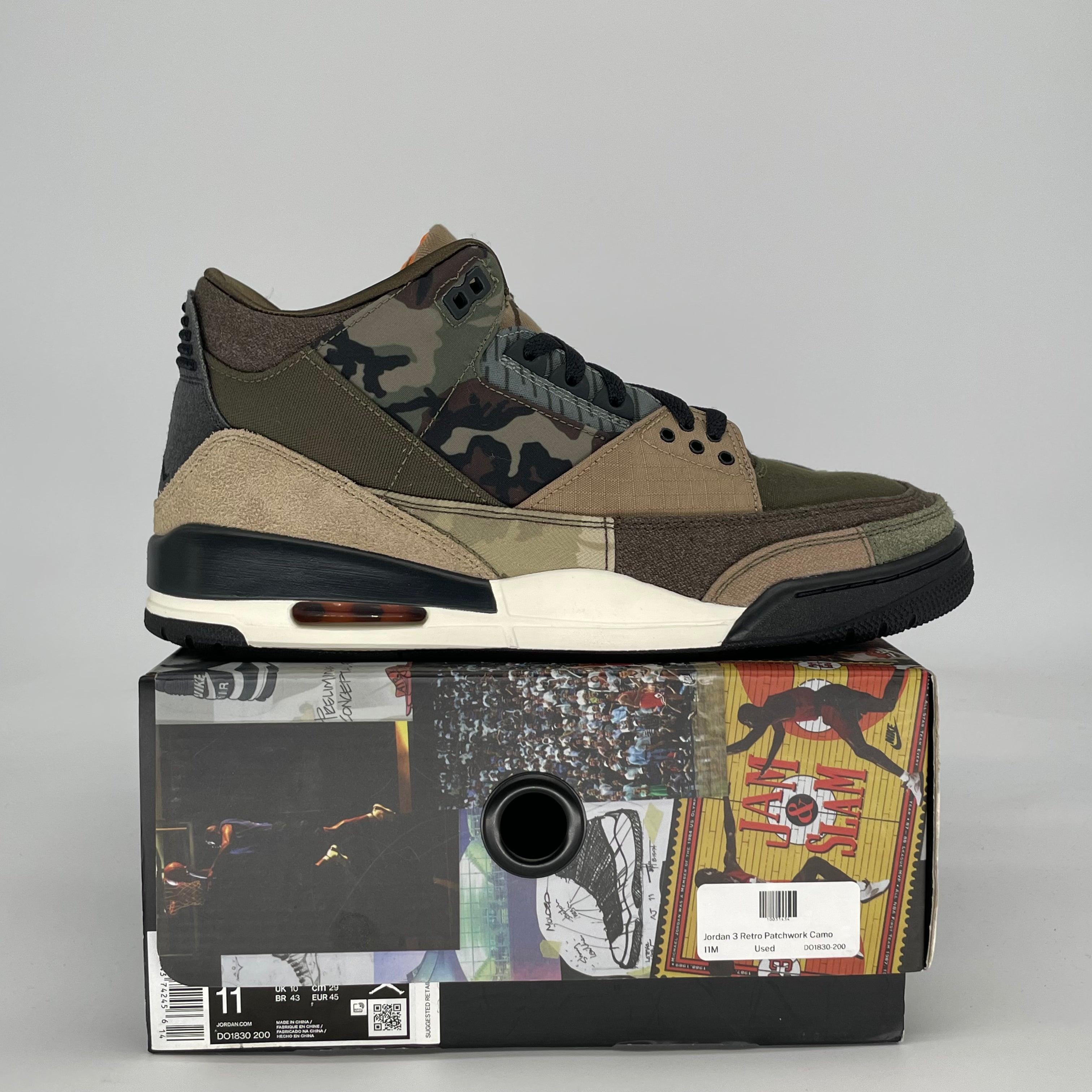 AIR JORDAN 3 PATCHWORK CAMO DO1830-200 SIZE 11/12.5W