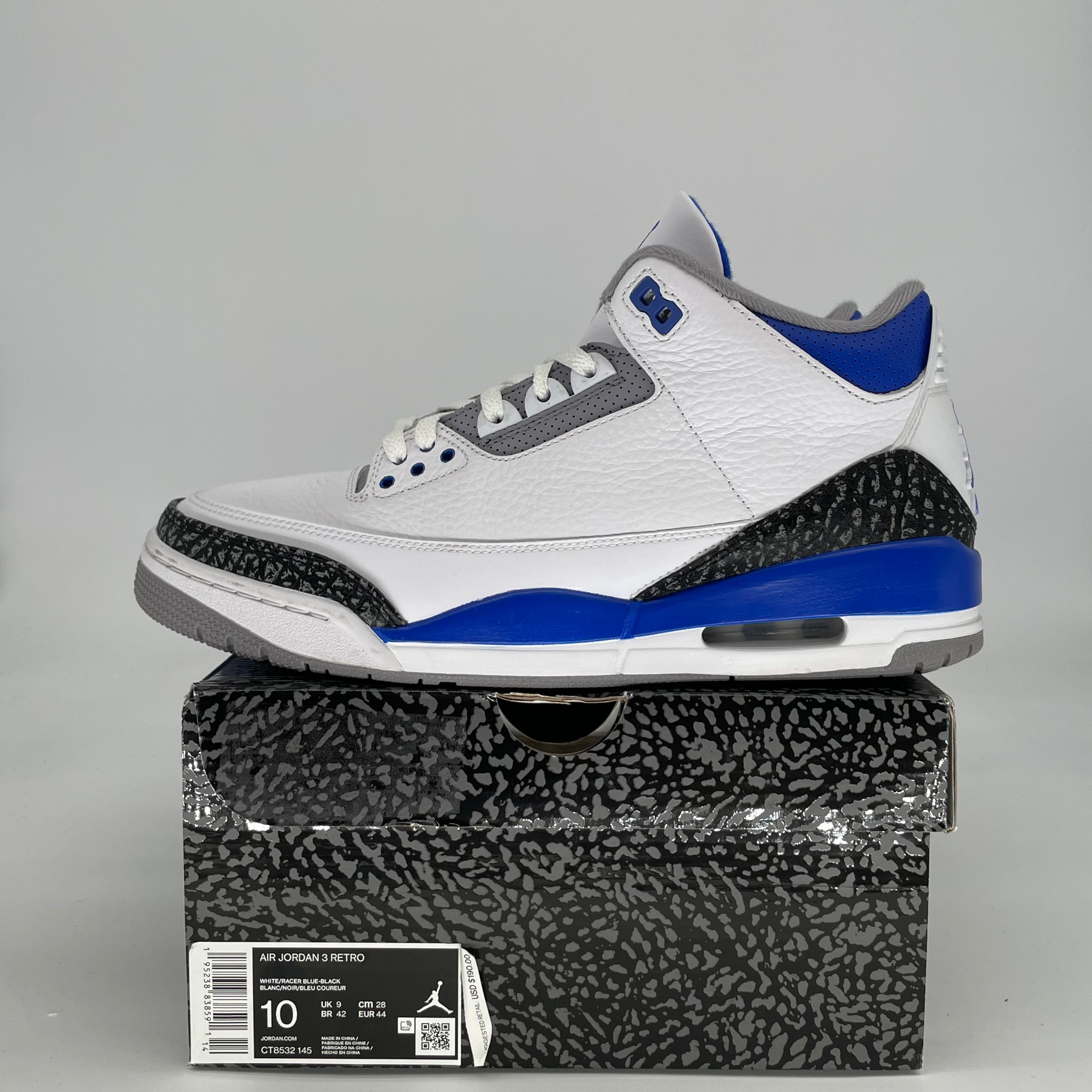 AIR JORDAN 3 RACER BLUE CT8532-145 SIZE 10/11.5W