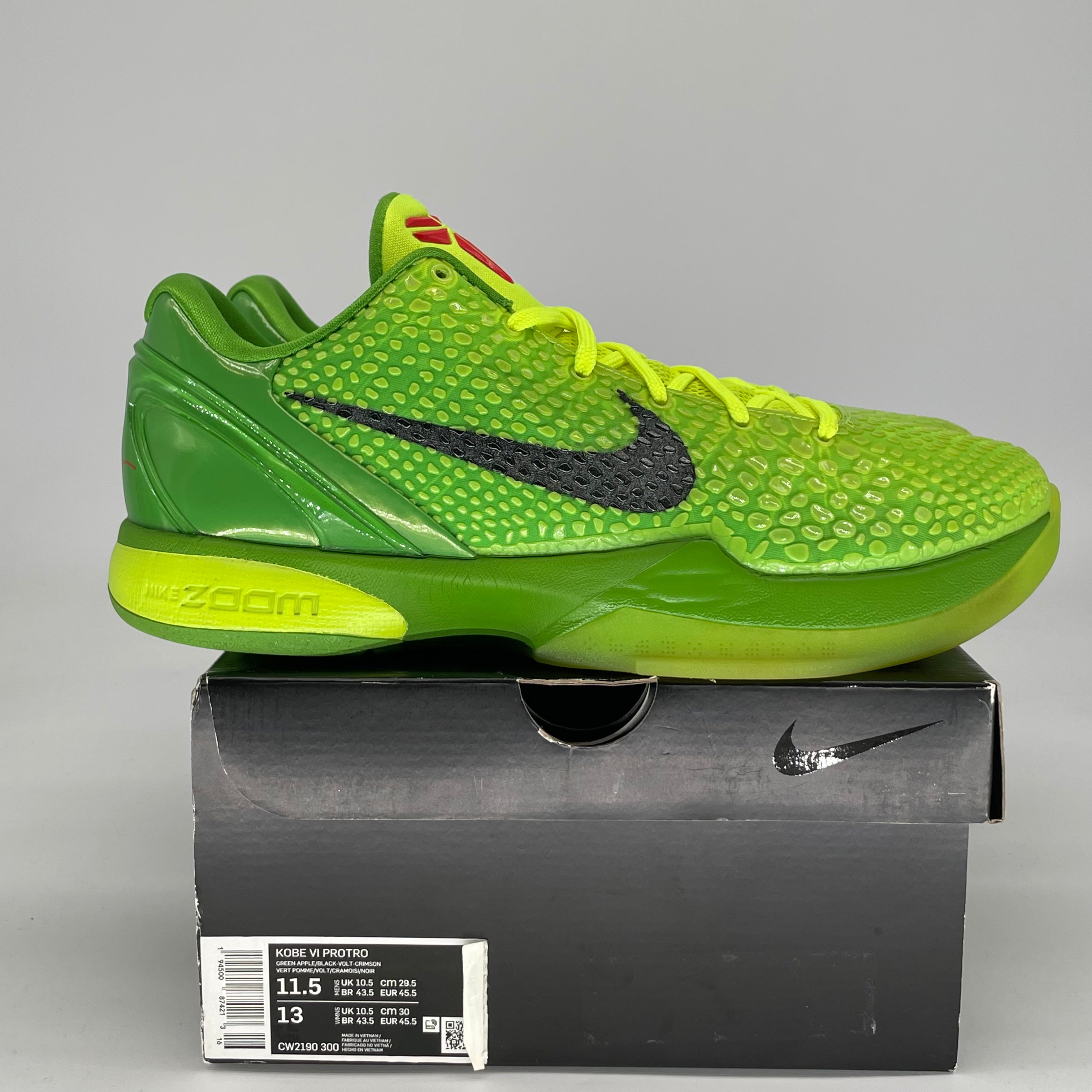NIKE KOBE 6 PROTRO GRINCH CW2190-300 SIZE 11.5/13W