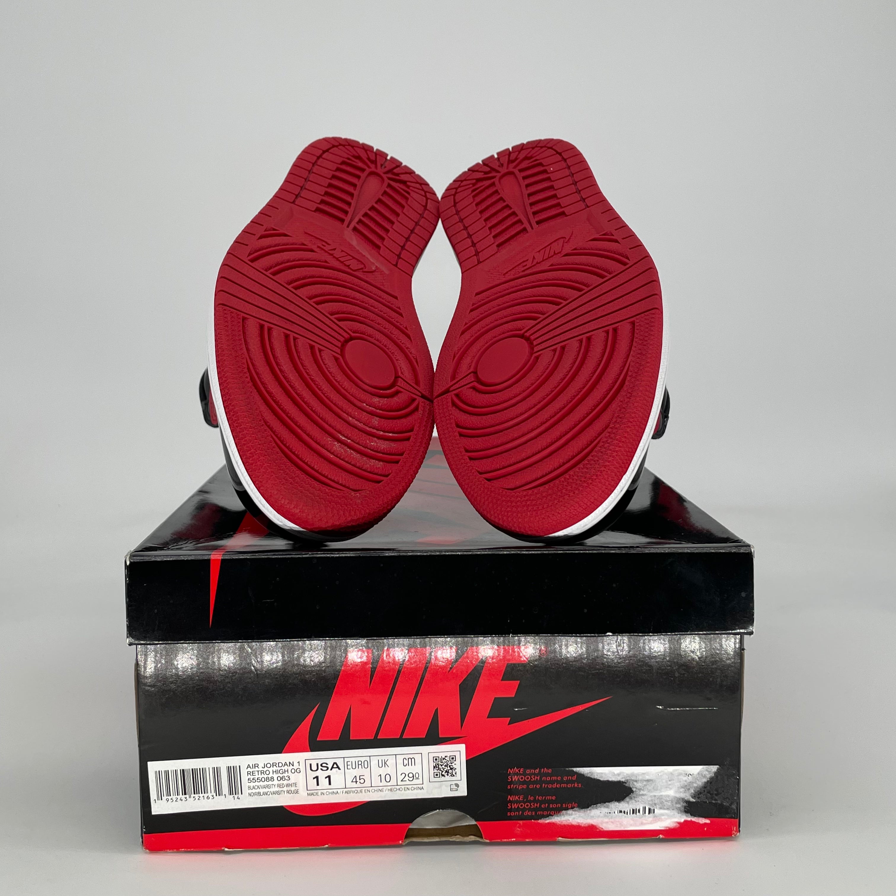 AIR JORDAN 1 PATENT BRED 555088-063 SIZE 11/12.5W