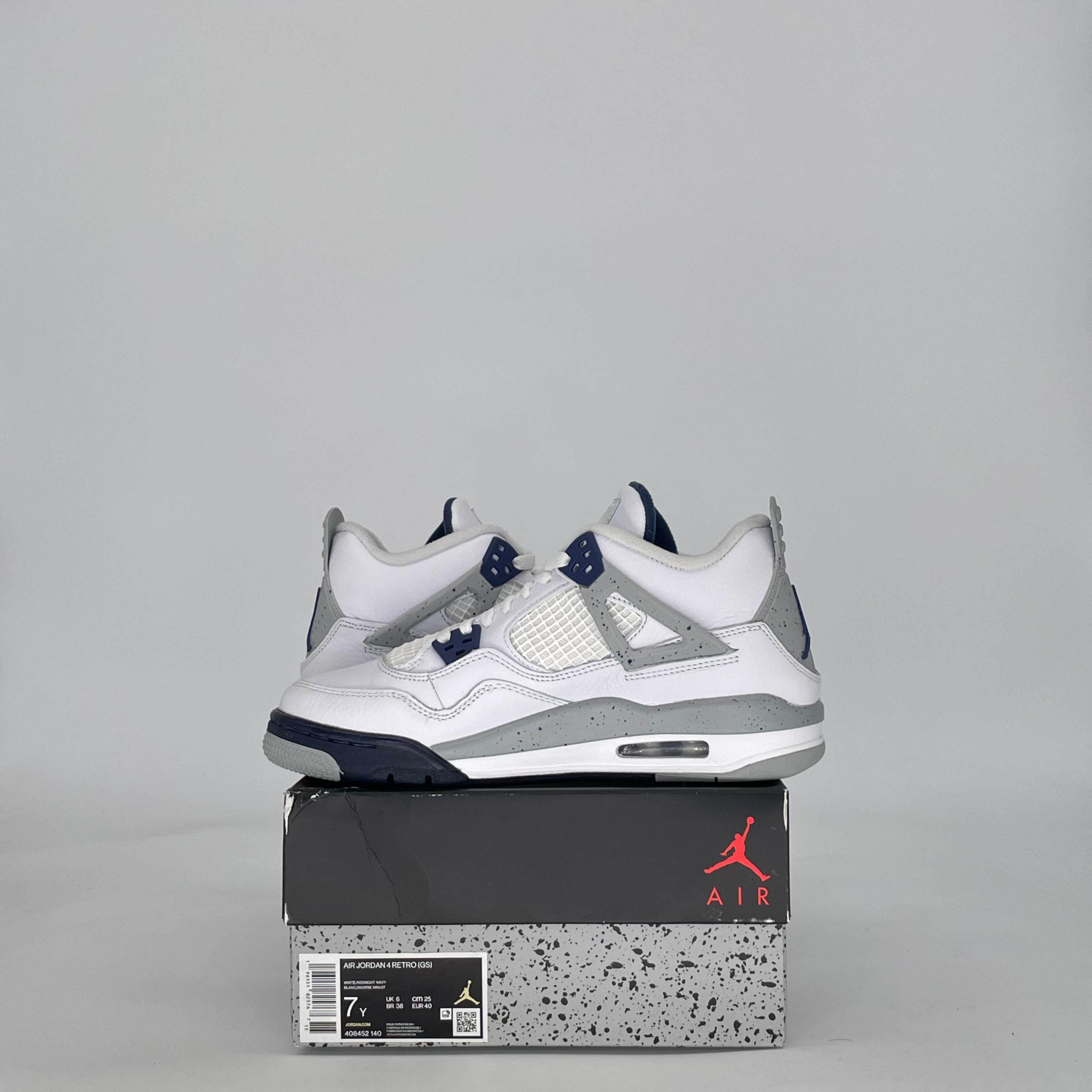 AIR JORDAN 4 MIDNIGHT NAVY 408452-140 SIZE 7/8.5W GS