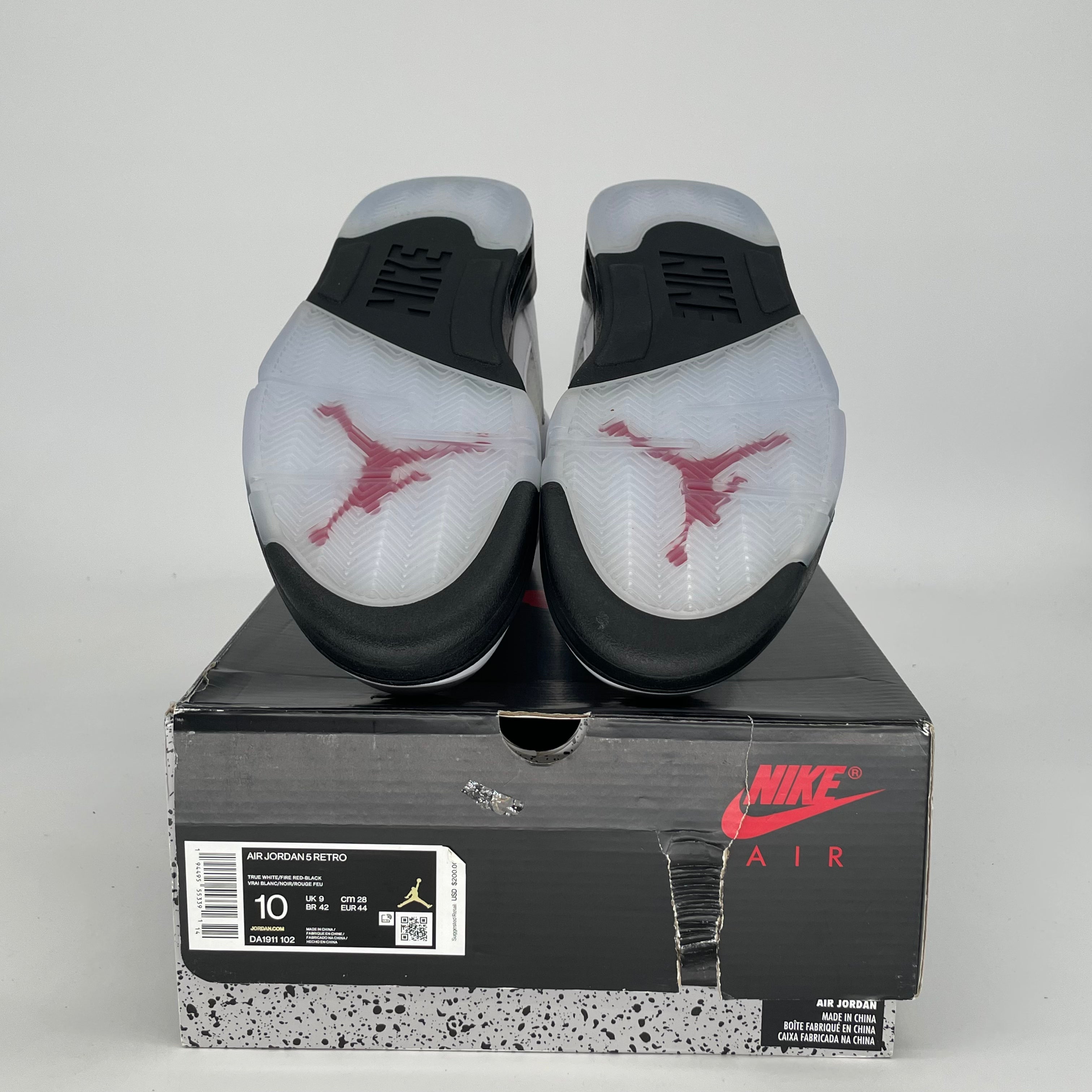 AIR JORDAN 5 FIRE RED SILVER TONGUE DA1911-102 SIZE 10/11.5W