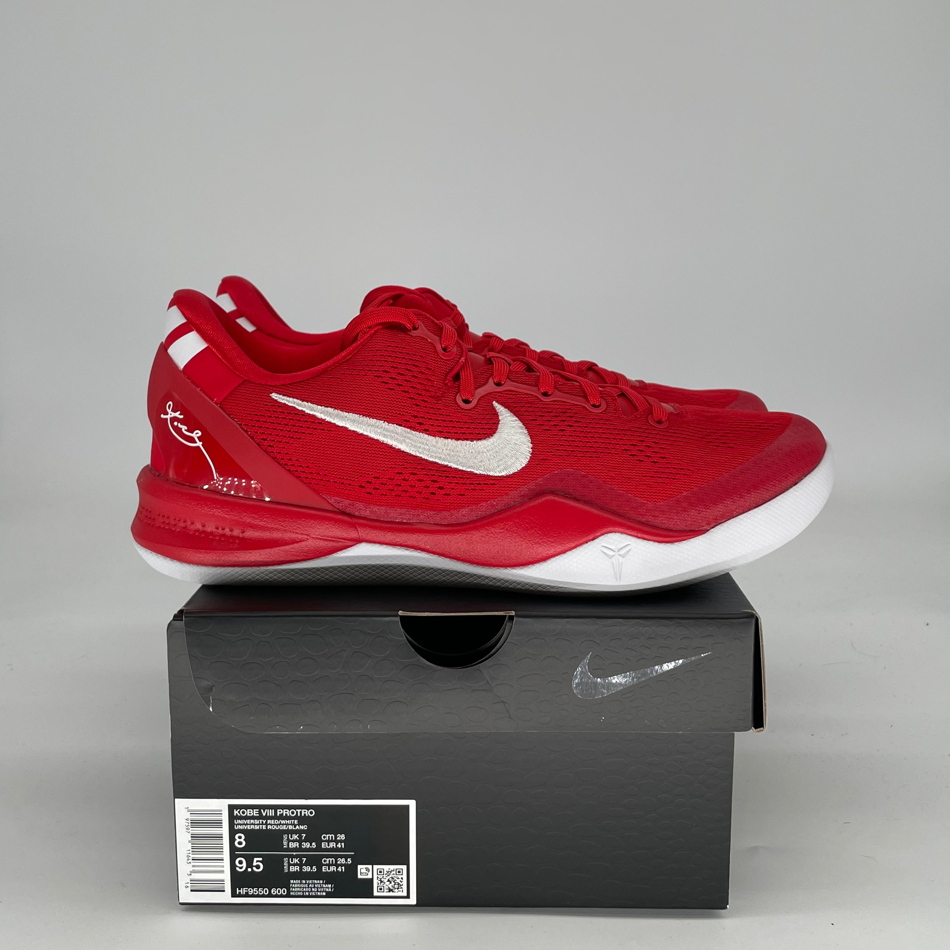 NIKE KOBE 8 PROTRO UNIVERSITY RED HF9550-600 SIZE 8/9.5W
