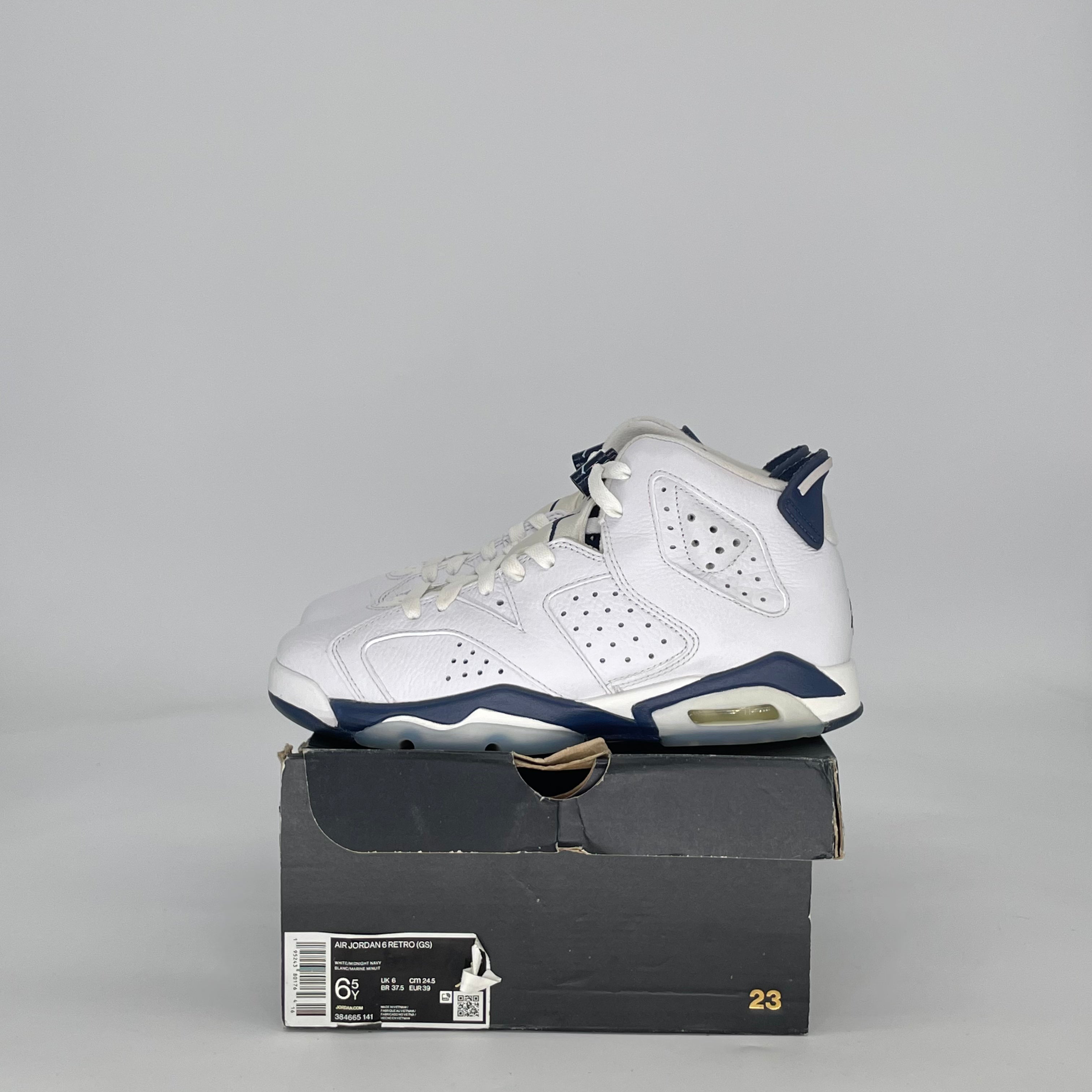 AIR JORDAN 6 MIDNIGHT NAVY (2022) 384665-141 SIZE 6.5/8W GS