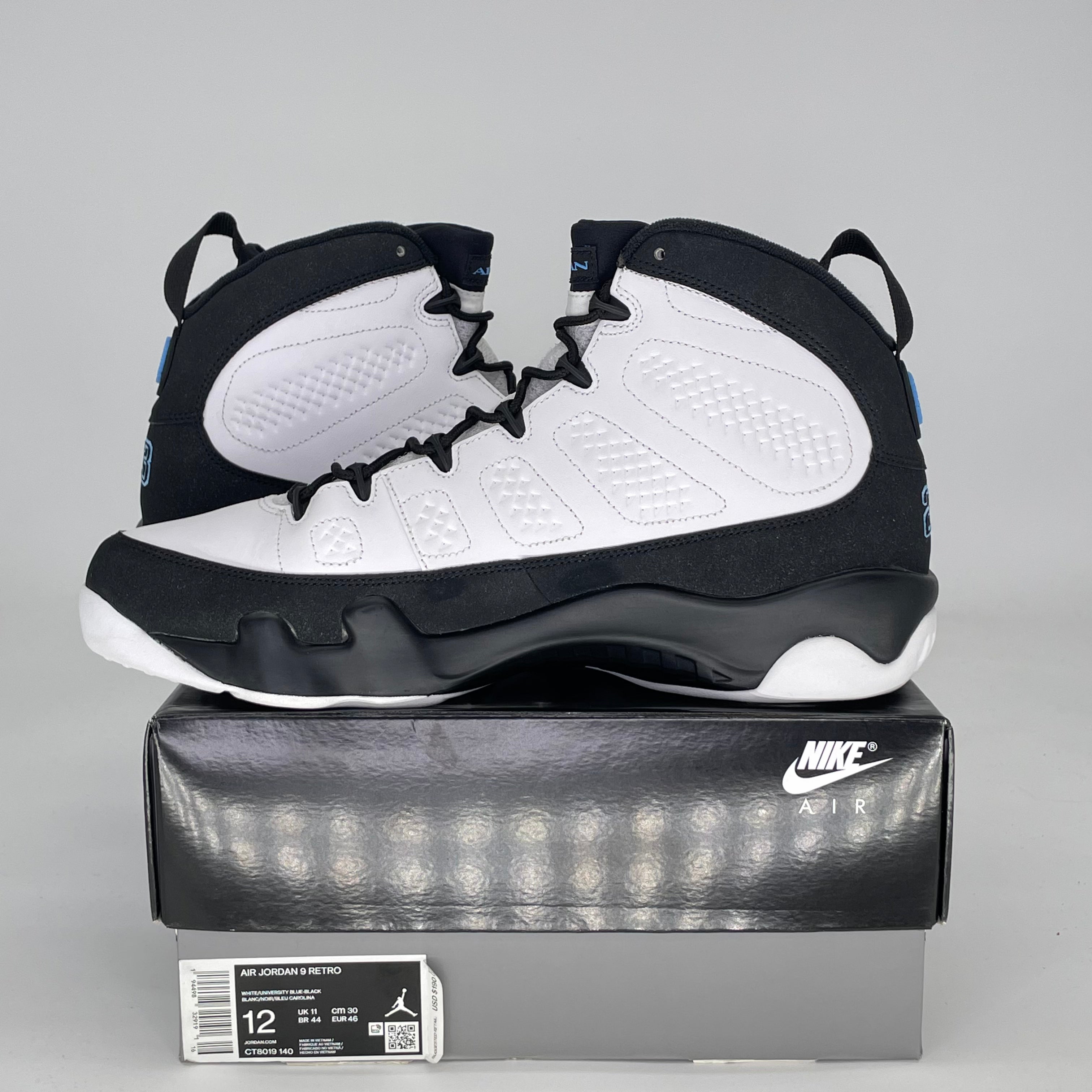AIR JORDAN 9 UNIVERSITY BLUE CT8019-140 SIZE 12/13.5W