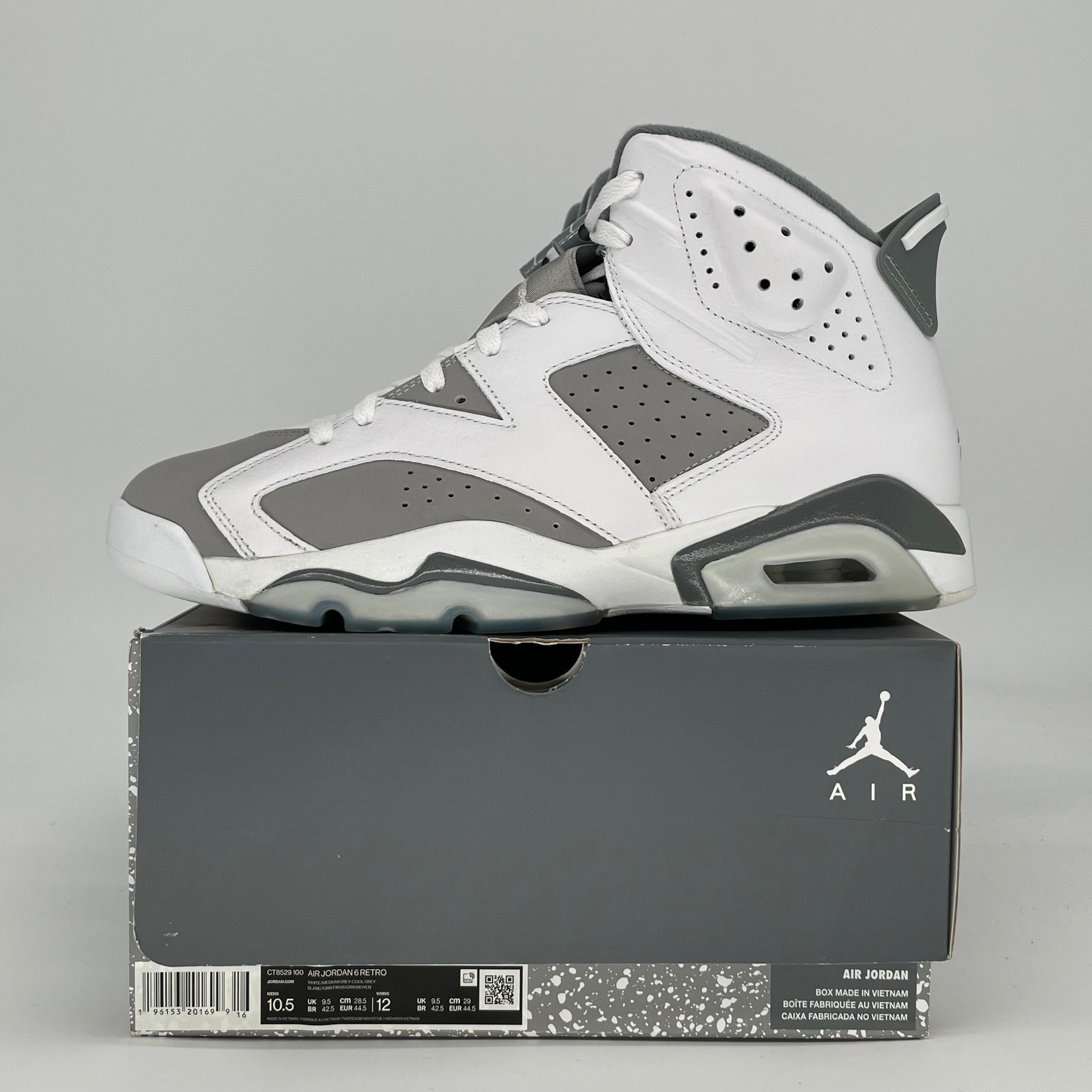 AIR JORDAN 6 COOL GREY CT8529-100 SIZE 10.5/12W