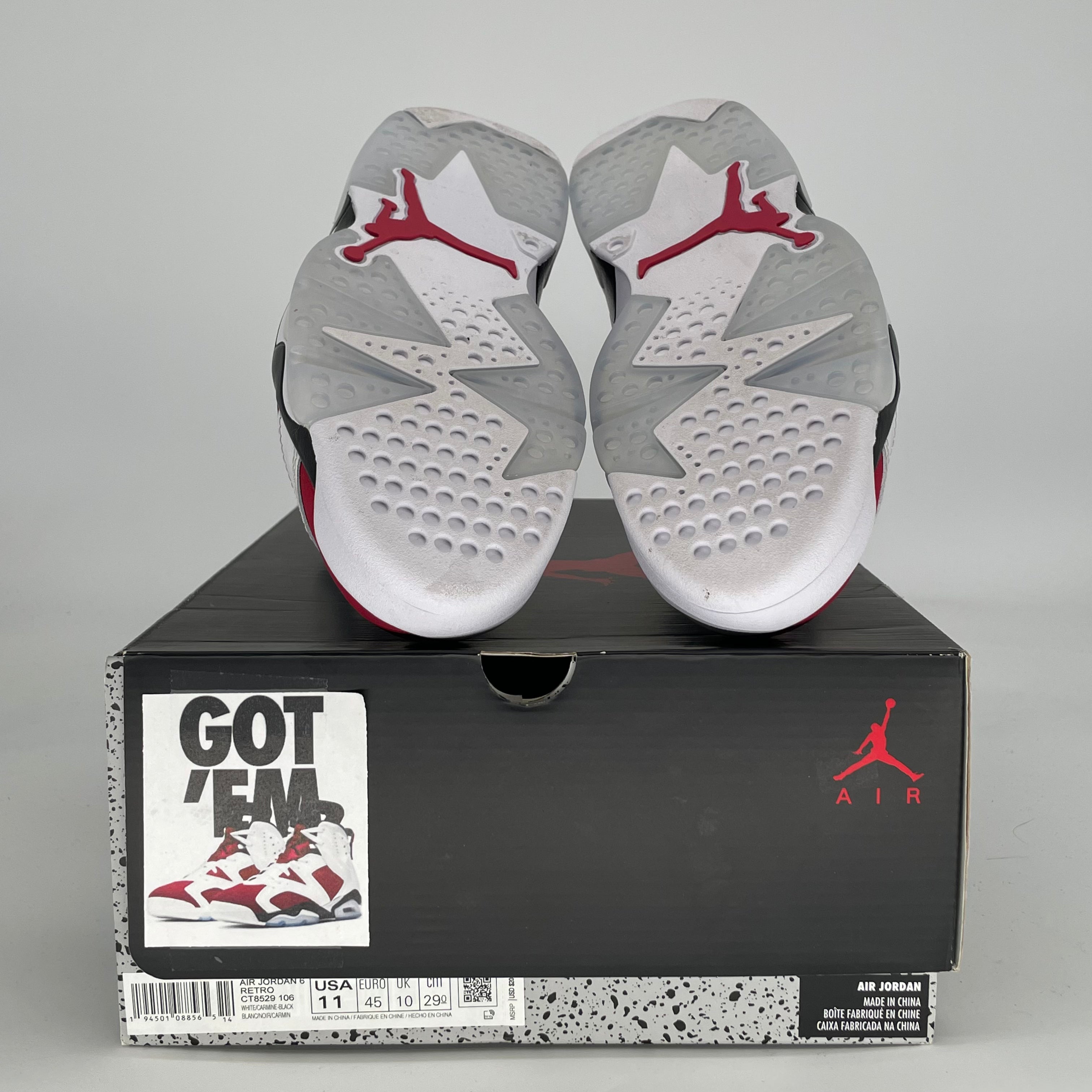 AIR JORDAN 6 CARMINE CT8529-106 SIZE 11/12.5W