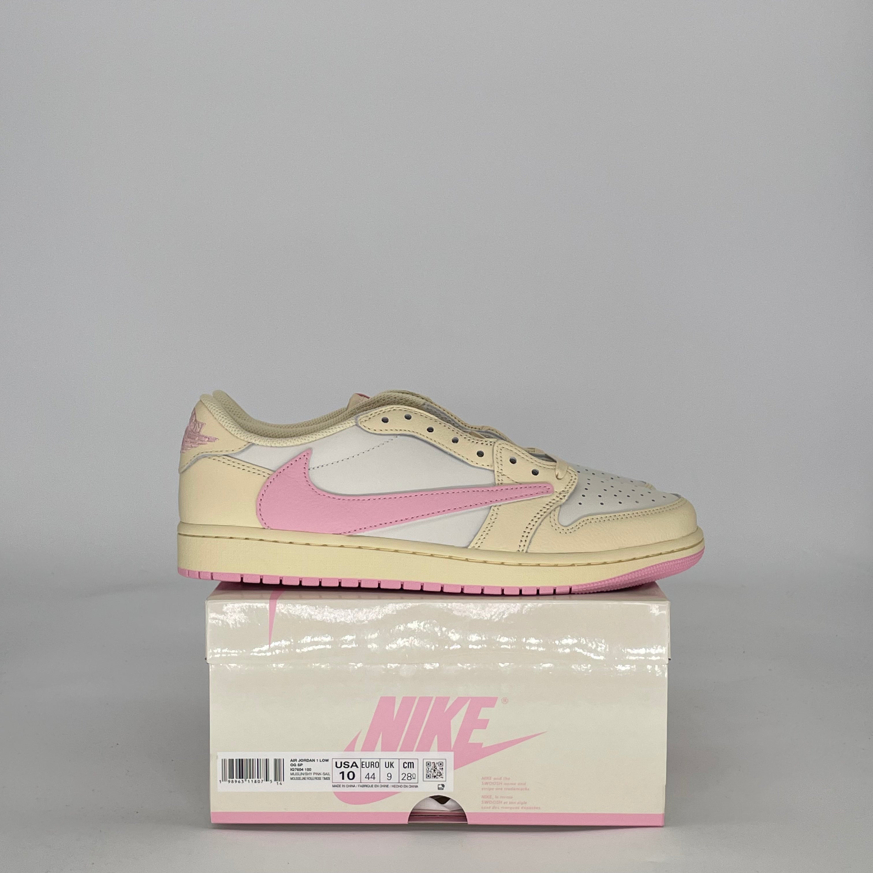 AIR JORDAN 1 LOW TRAVIS SCOTT SHY PINK IQ7604-100 SIZE 10/11.5W